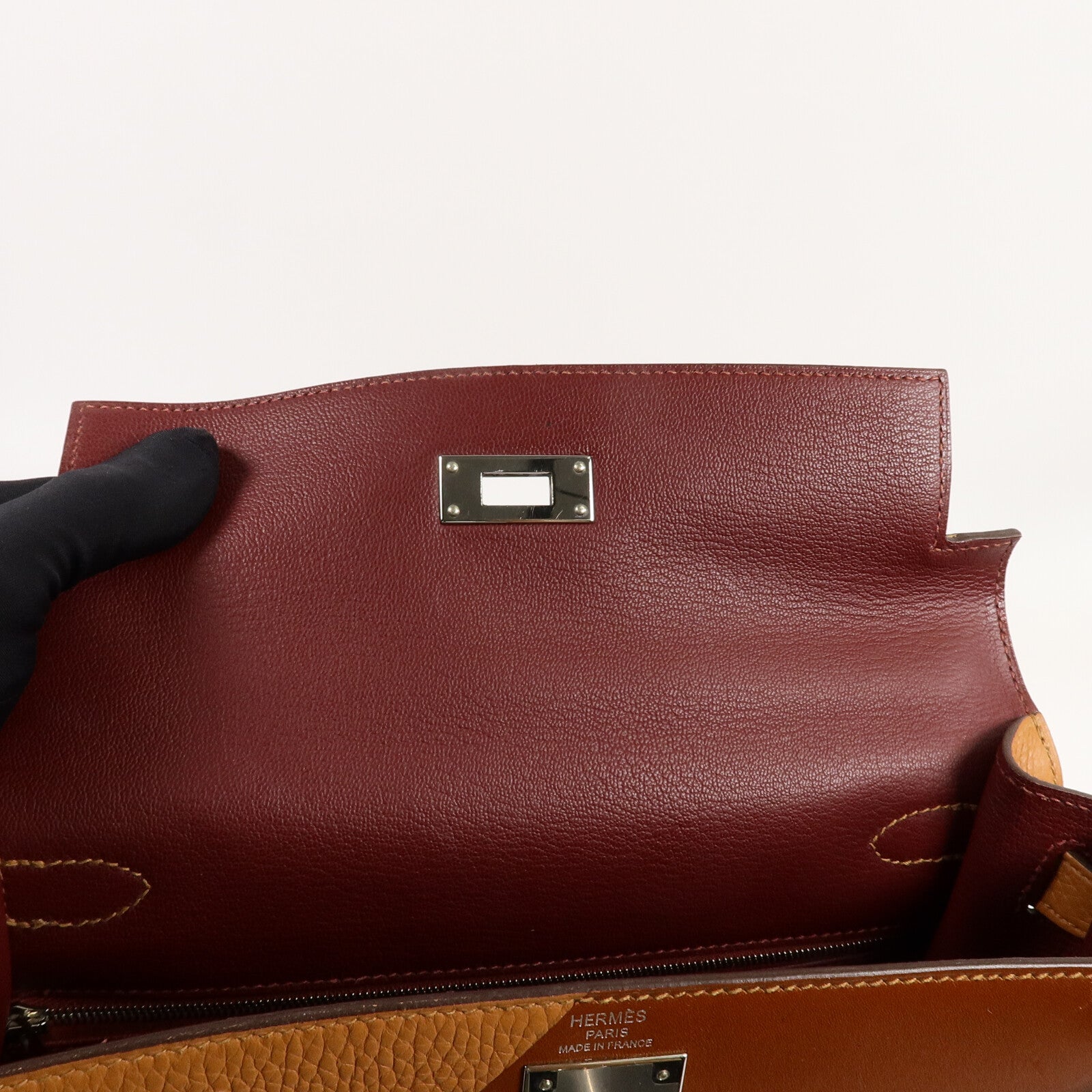 HERMES Togo/Epsom皮革Kelly 28手挽肩背兩用袋Gold/Jaune Ambre/Car