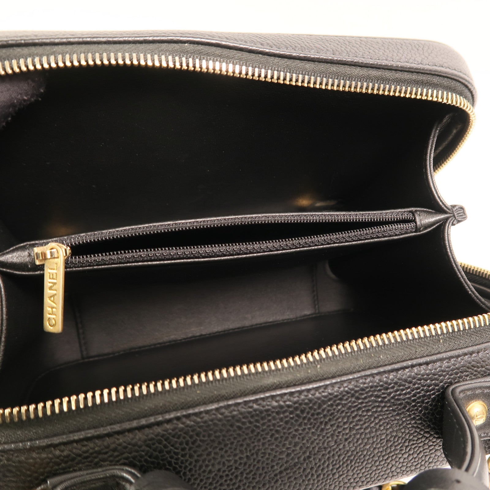 CHANEL 牛皮皮革Vanity Case金扣手挽肩背兩用袋