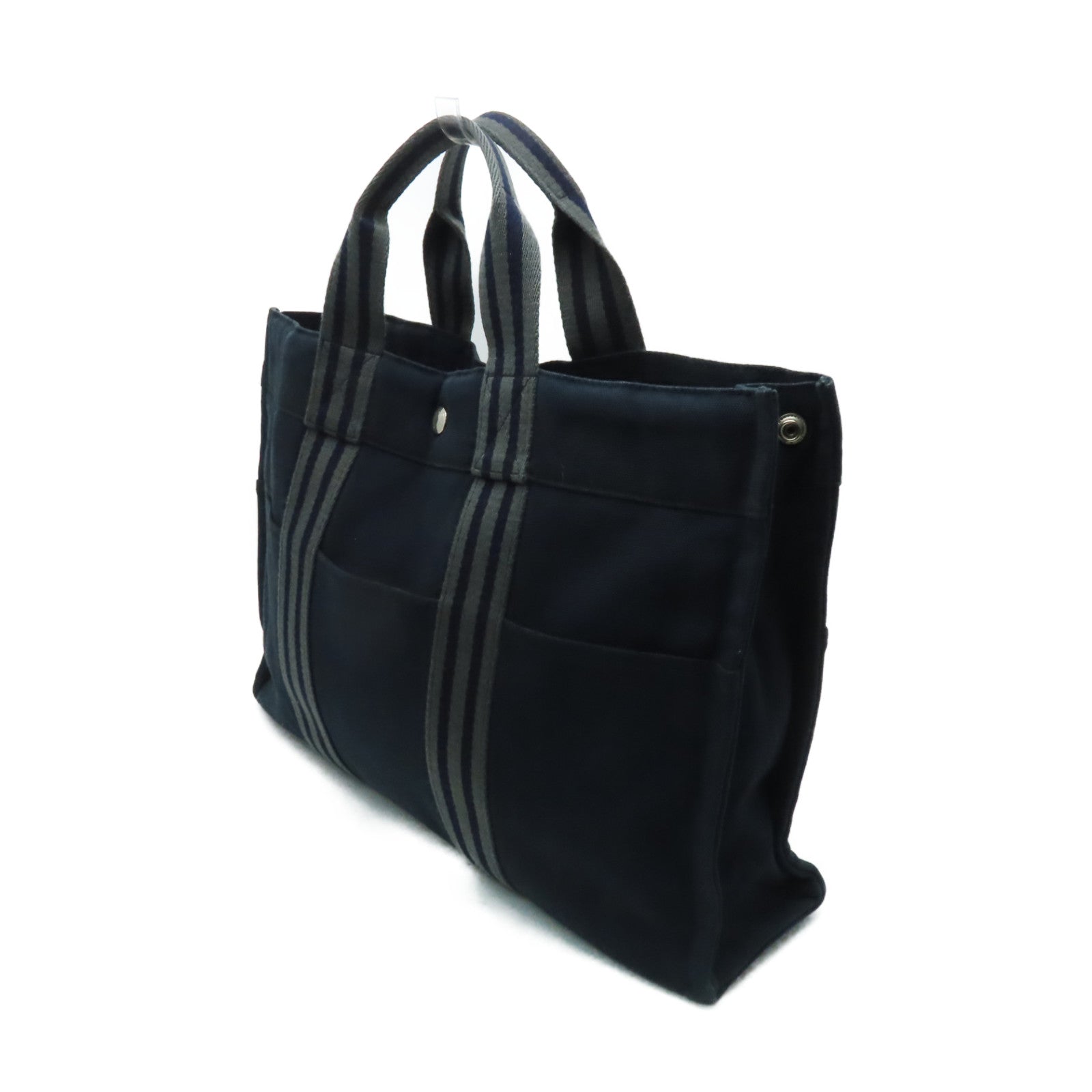 HERMES 【激減優惠】帆布Herline Tote Bag銀扣手挽袋深藍色