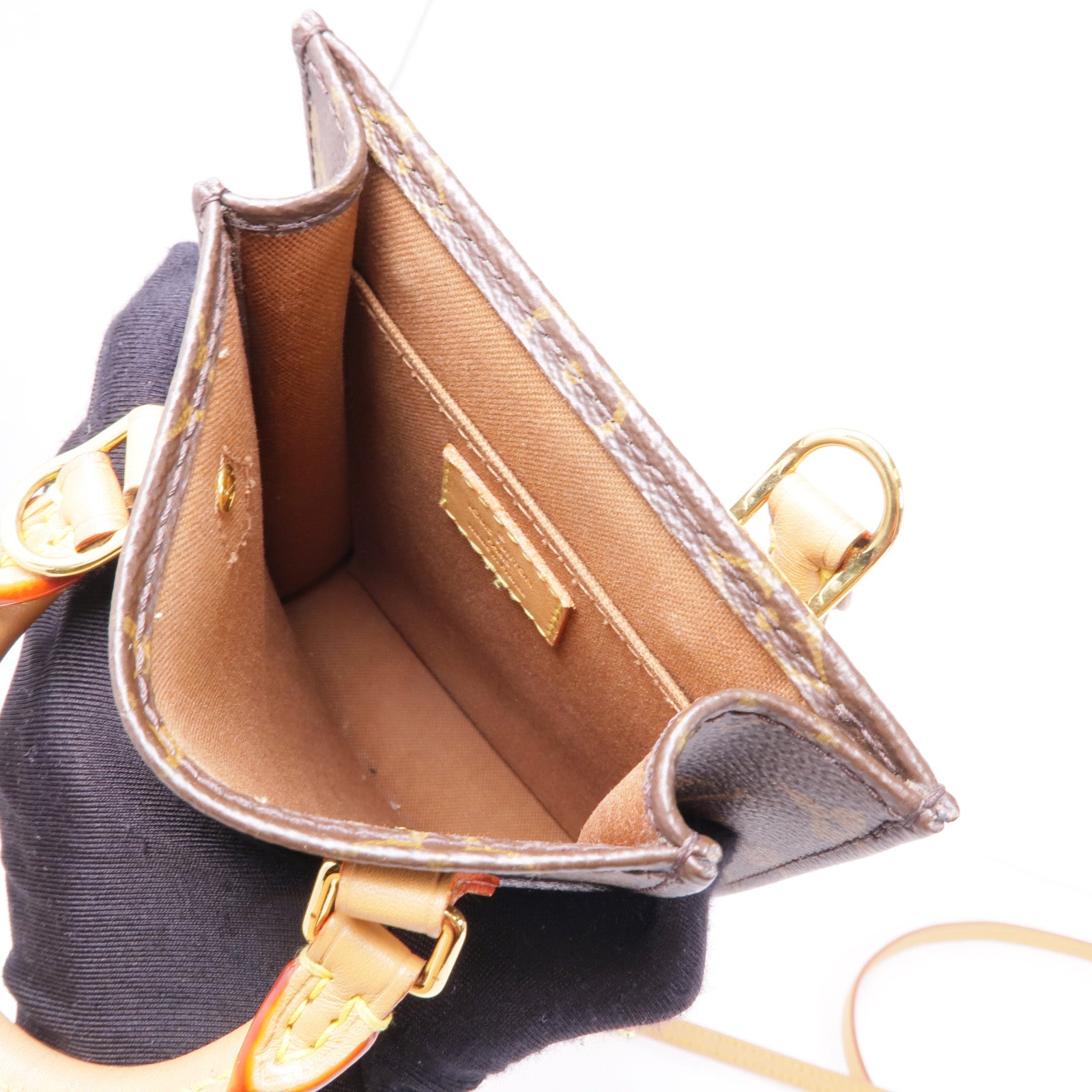 LOUIS VUITTON Monogram Petit Sac Plat金扣手挽肩背兩用袋Monogram Petit Sac Plat金扣手挽肩背兩用袋