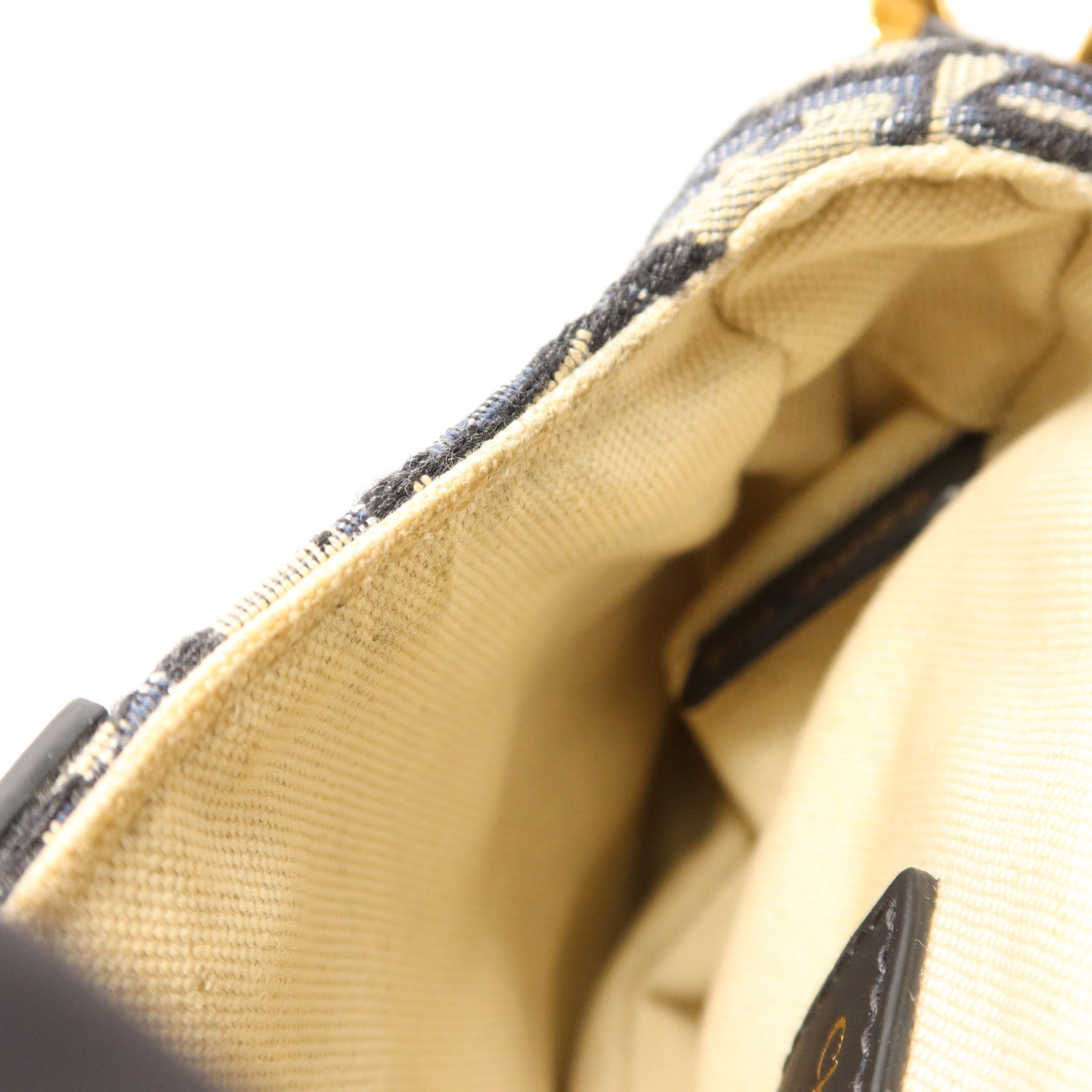 Dior 帆布Mini Saddle金扣手挽袋