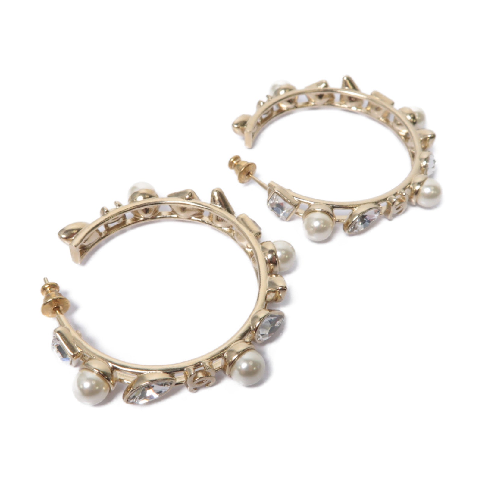 CHANEL 【激減優惠】PVC/金屬Earrings耳環白色/金色
