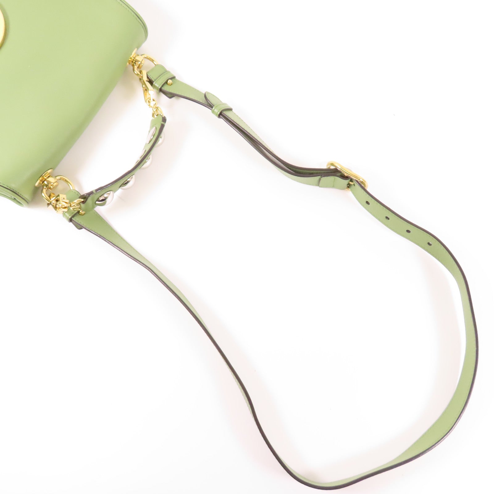 GUCCI GG GHW Blondie 2 Way Shoulder Bag Handbag 721172 Leather Green