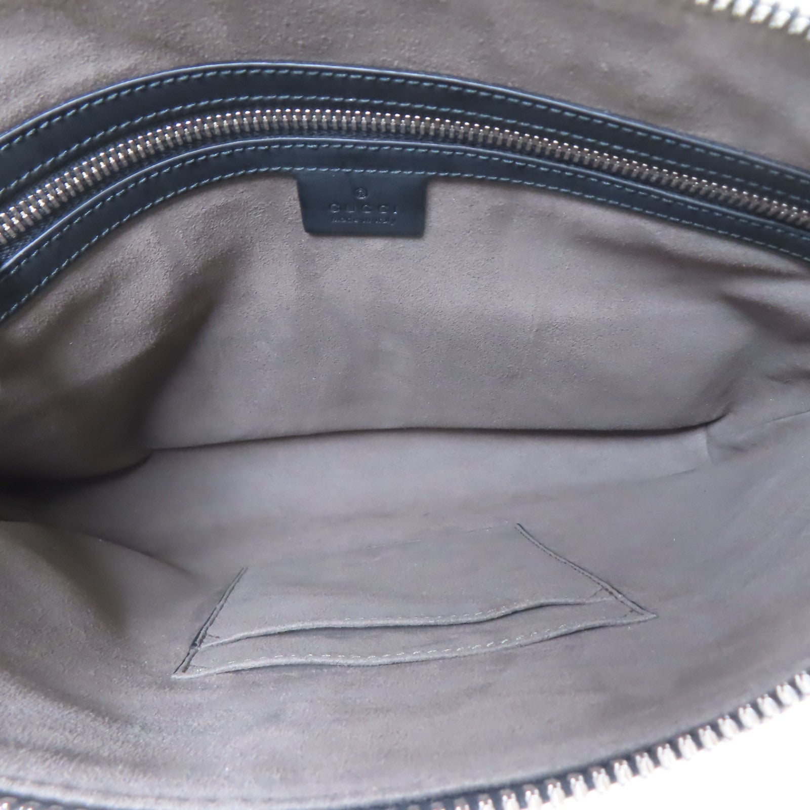 GUCCI 塗層帆布Pouch銀扣手拿包啡色