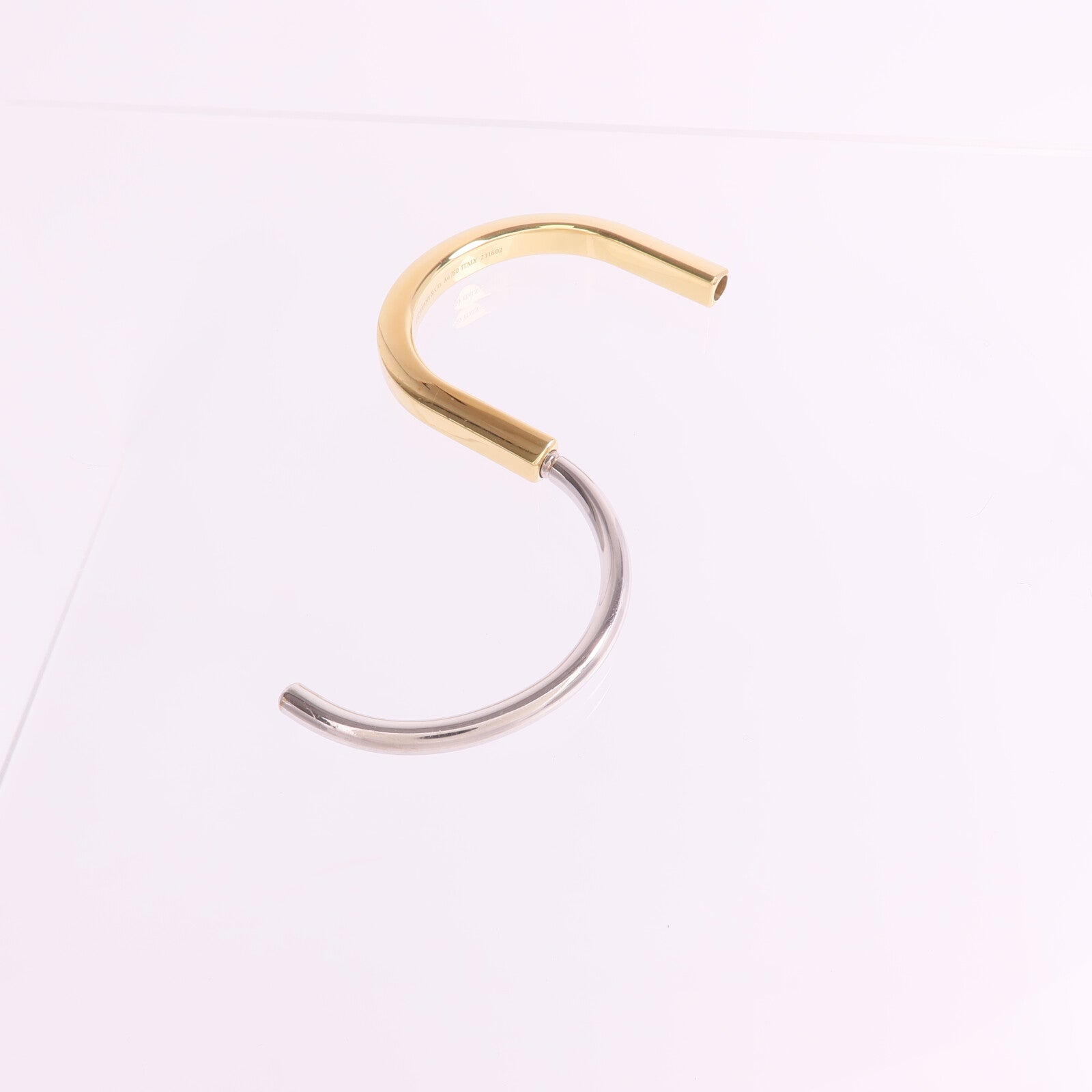 TIFFANY＆CO 18K黃金/白金Lock Bangle手鐲