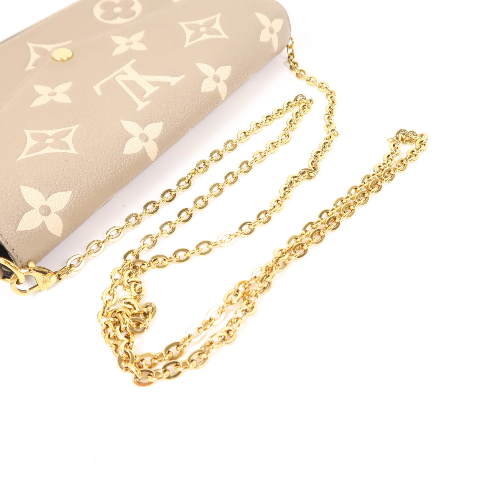 LOUIS VUITTON Monogram Empreinte Felicie Pochette金扣鏈帶肩背袋