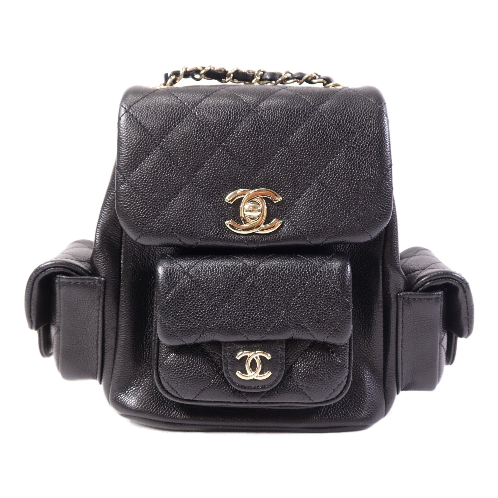 CHANEL 牛皮皮革Small Duma金扣鏈帶背包