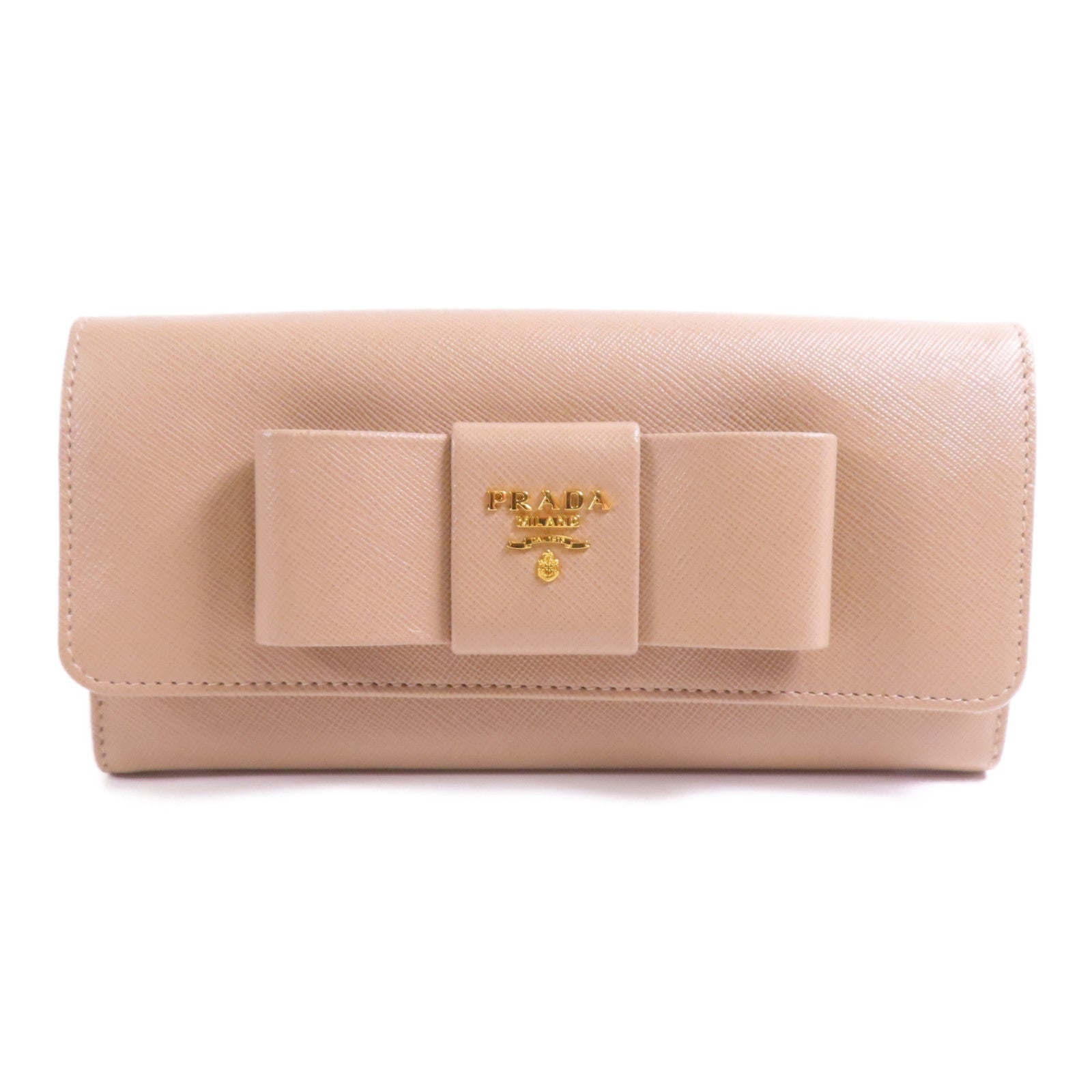PRADA GHW Long Wallet 1M1132 Saffiano Leather Pink Cammeo