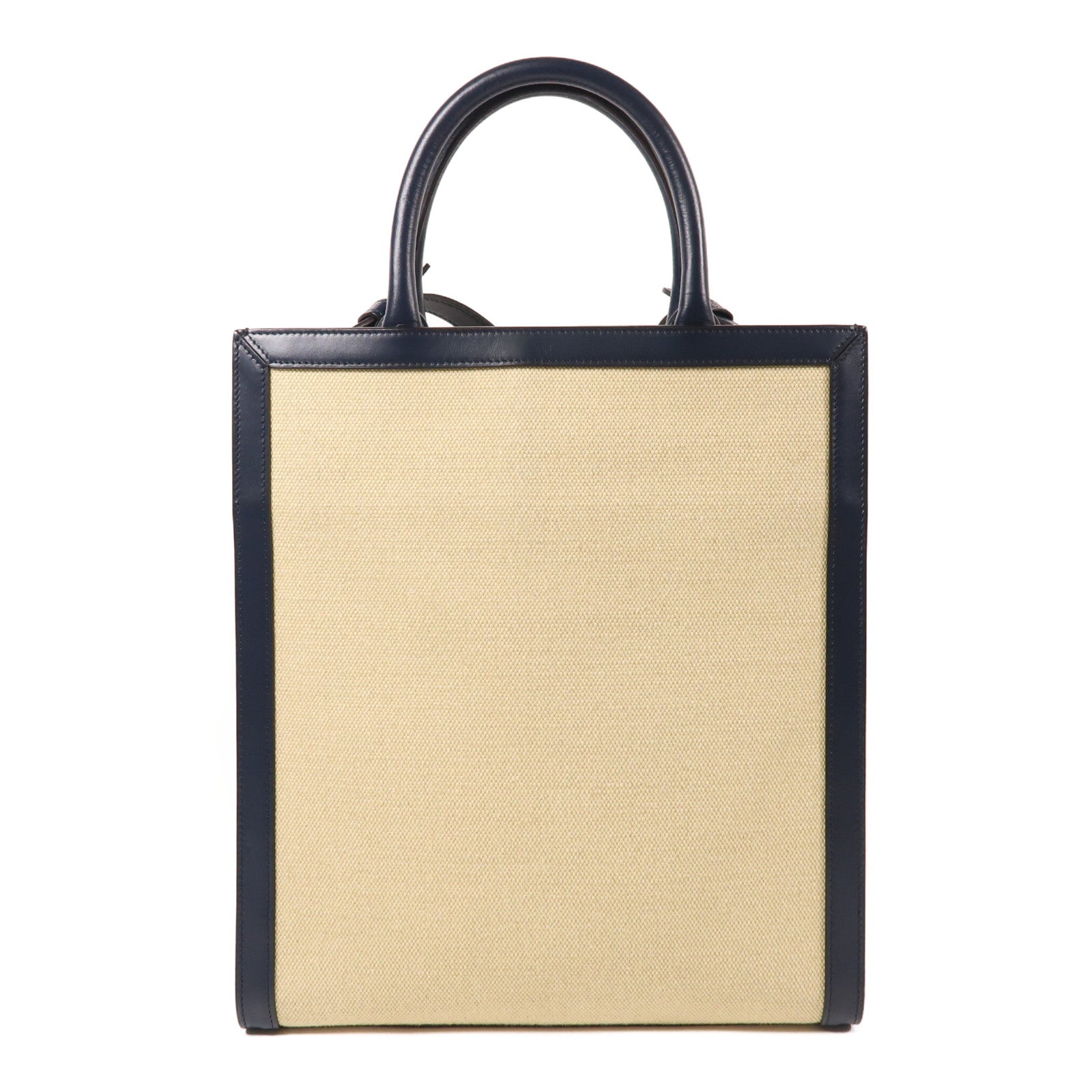 CELINE 帆布Vertical Cabas Tote Bag金扣手挽肩背兩用袋米色/藍色
