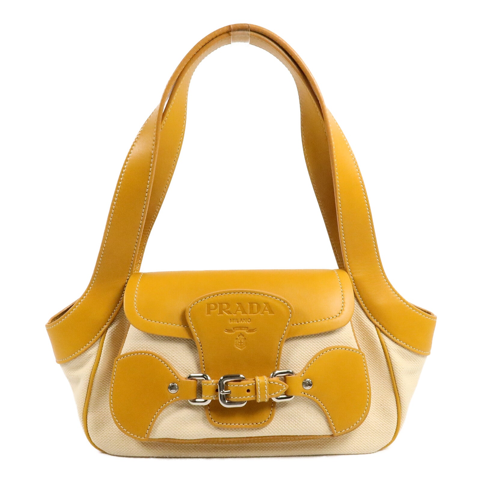 PRADA 牛皮皮革/帆布Shoulder Bag肩背袋