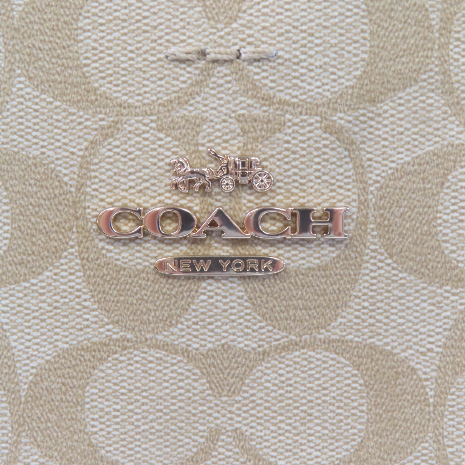 COACH 【激減優惠】塗層帆布Town Bucket Small金扣手挽肩背兩用袋米色/淺啡色