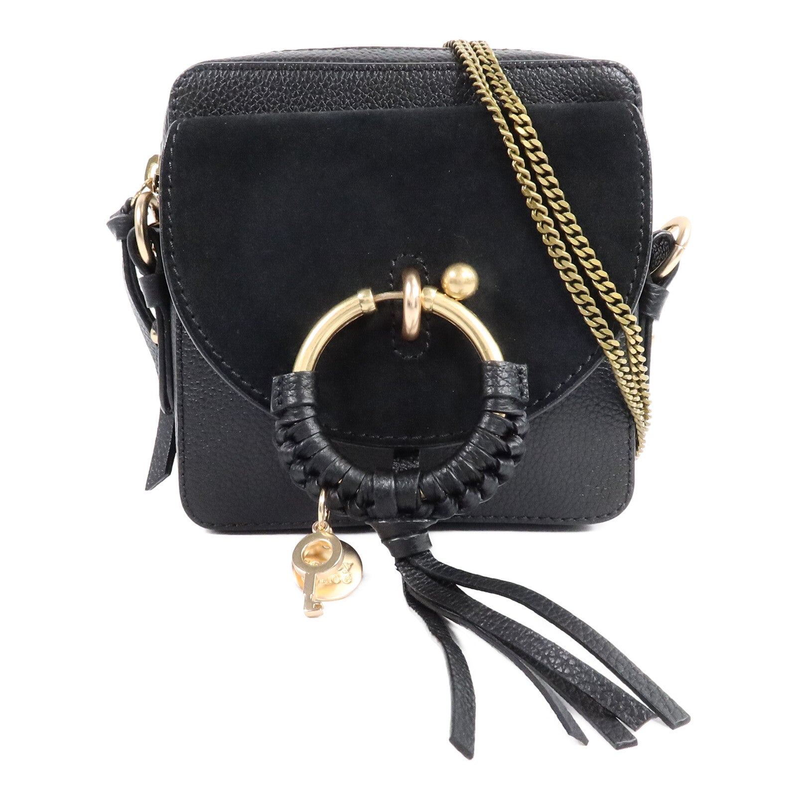 SEE BY CHLOE 牛皮/麂皮皮革Joan Camera Bag鏈帶肩背袋