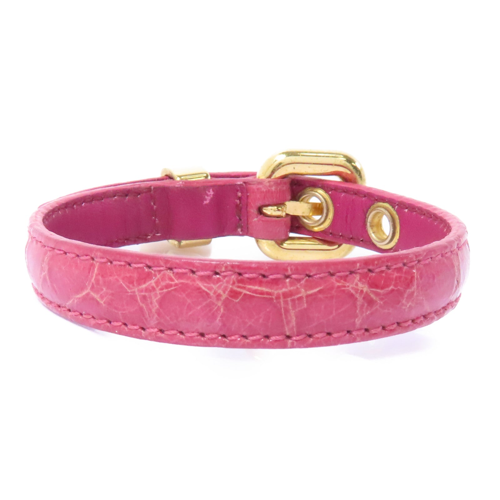 Miu Miu 【激減優惠】牛皮皮革Bracelet金扣手鏈粉紅色