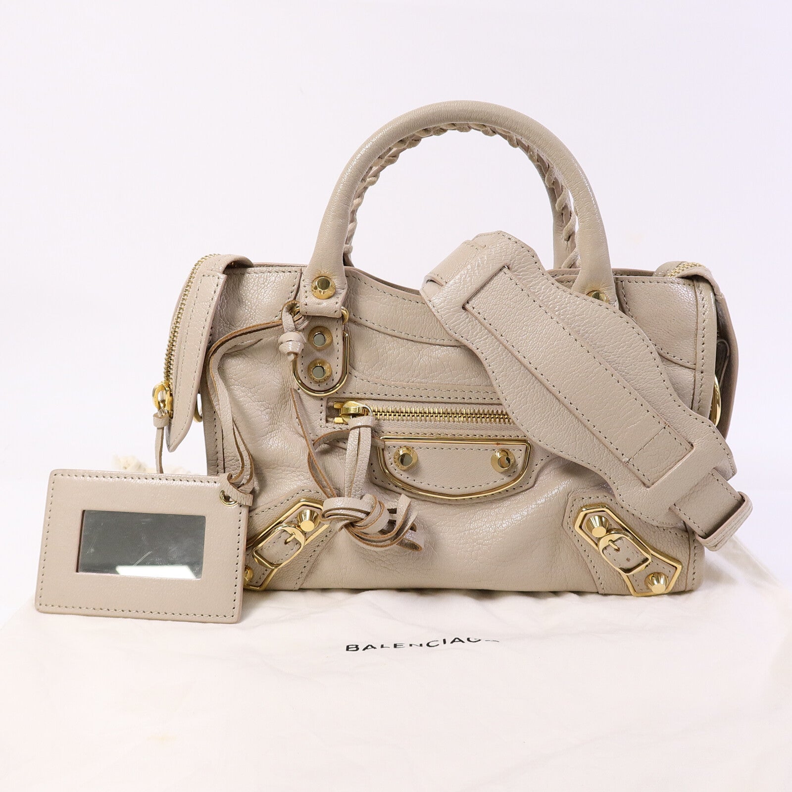 BALENCIAGA 牛皮皮革Classic Metallic Edge Mini City手挽肩背兩用袋