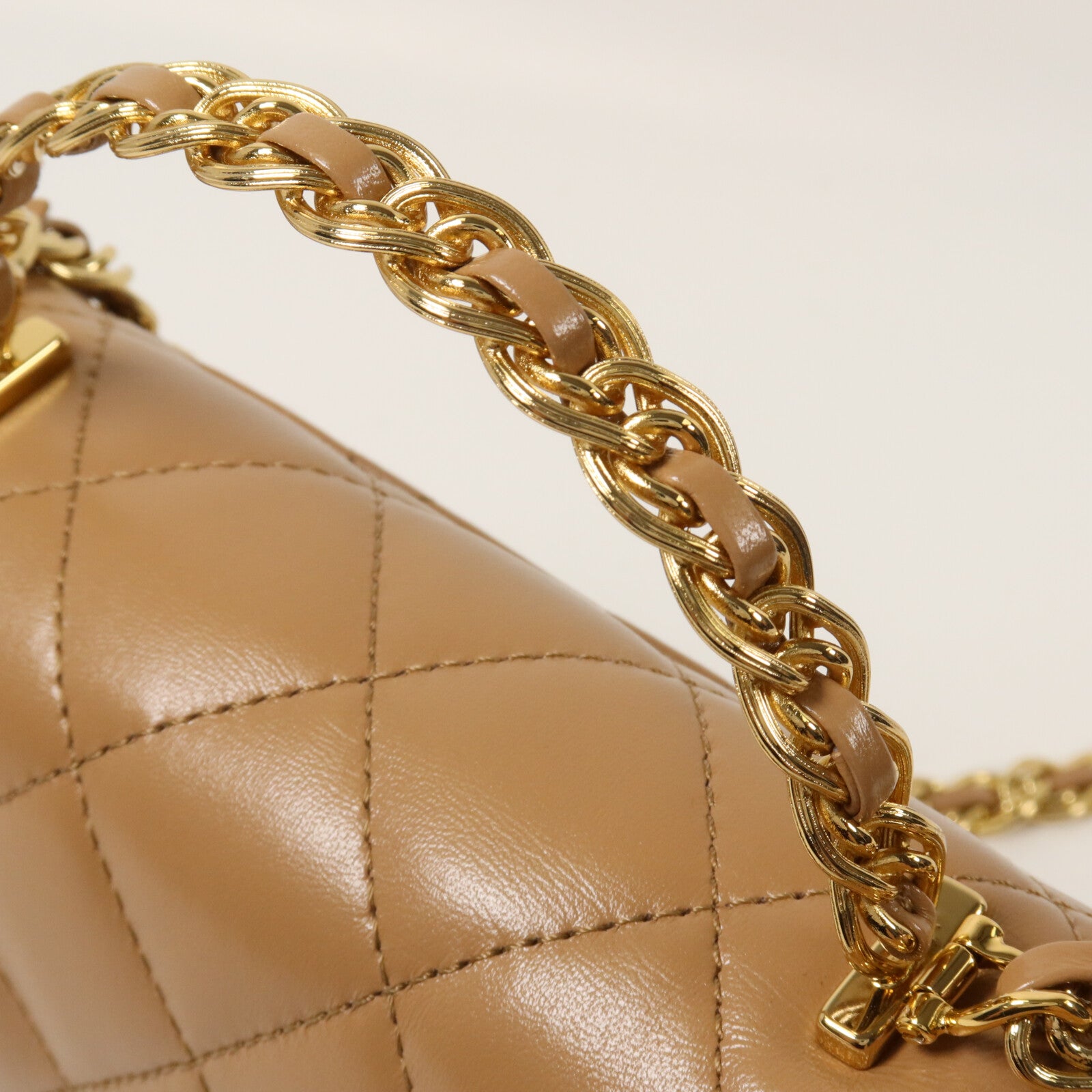 CHANEL 羊皮皮革Handle Flap Bag鏈帶手挽肩背兩用袋