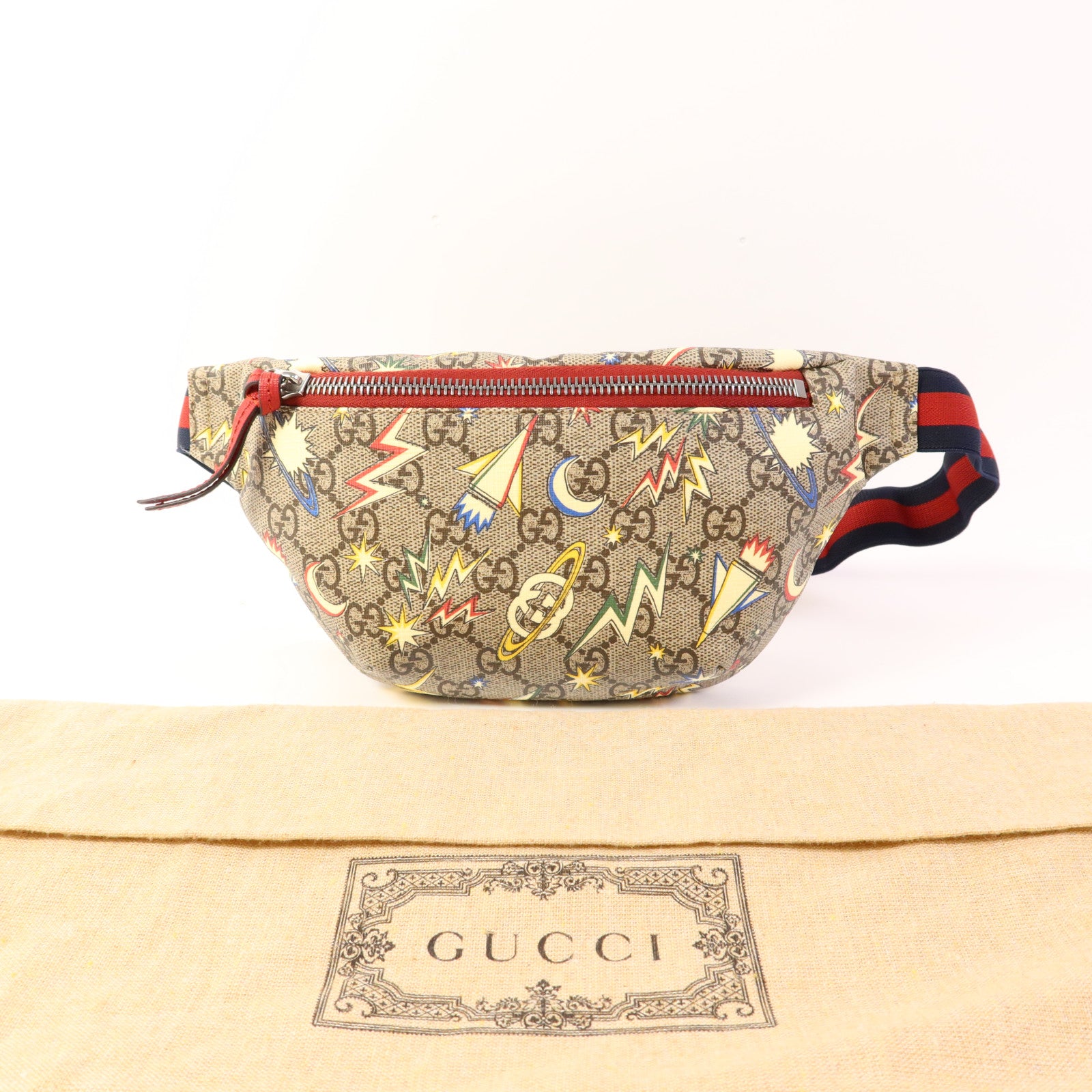 GUCCI 塗層帆布Waist/Body Bag銀扣腰包