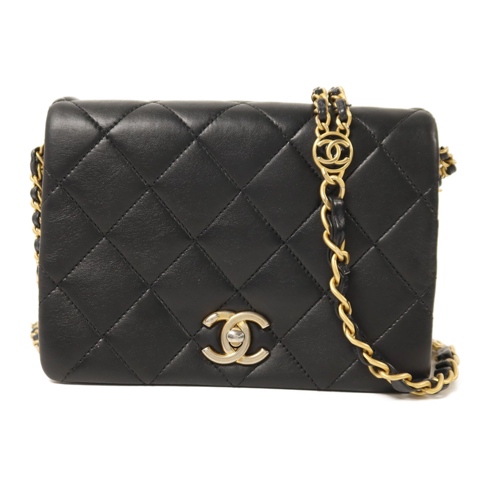 CHANEL 【激減優惠】牛皮皮革Chain Shoulder金扣鏈帶肩背袋