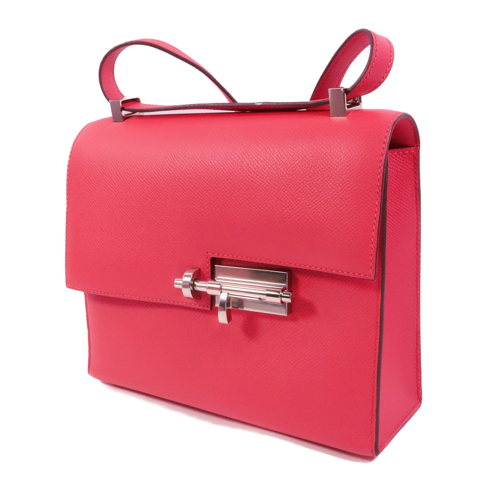 HERMES Epsom皮革Verrou 23肩背袋Rose Extreme