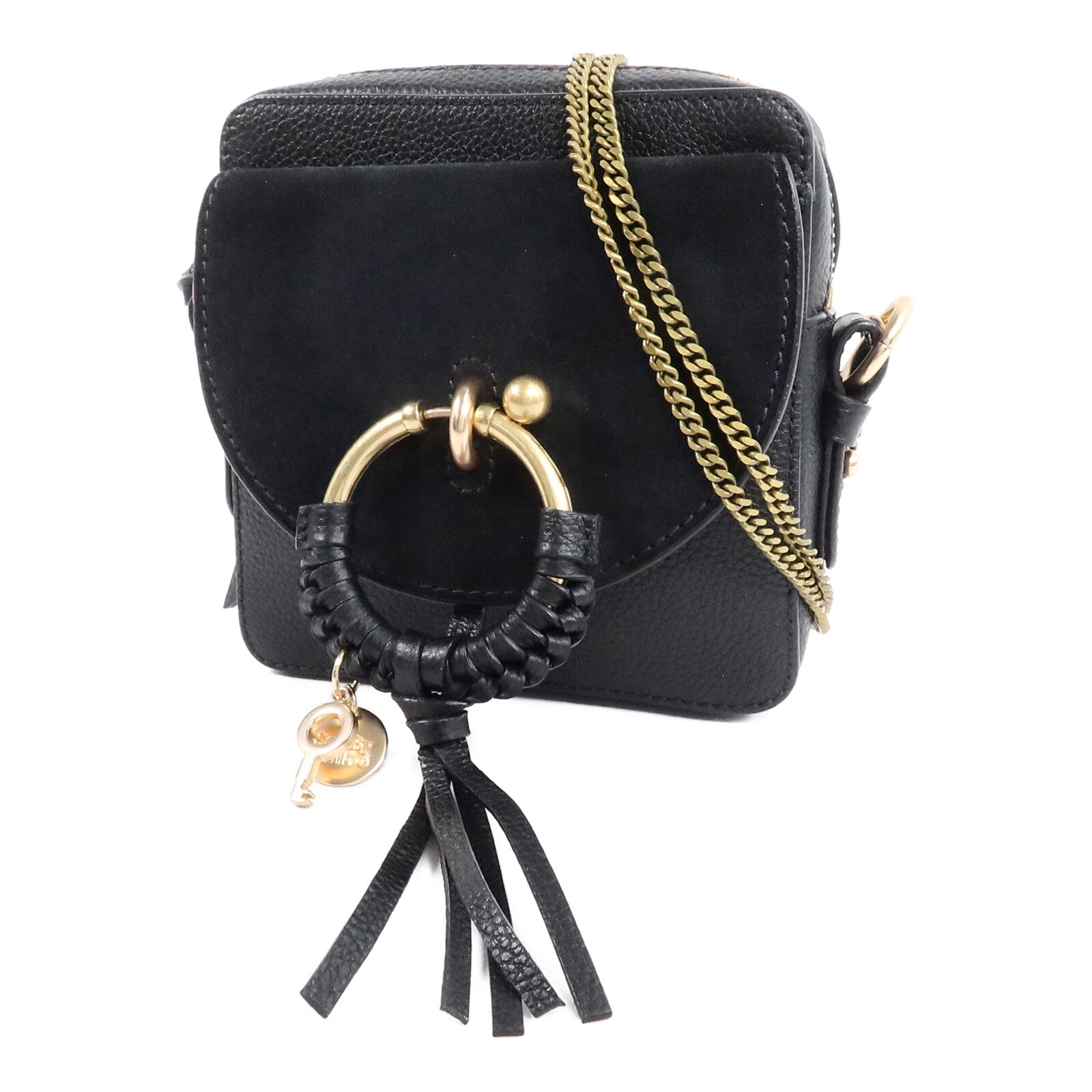 SEE BY CHLOE 牛皮/麂皮皮革Joan Camera Bag鏈帶肩背袋