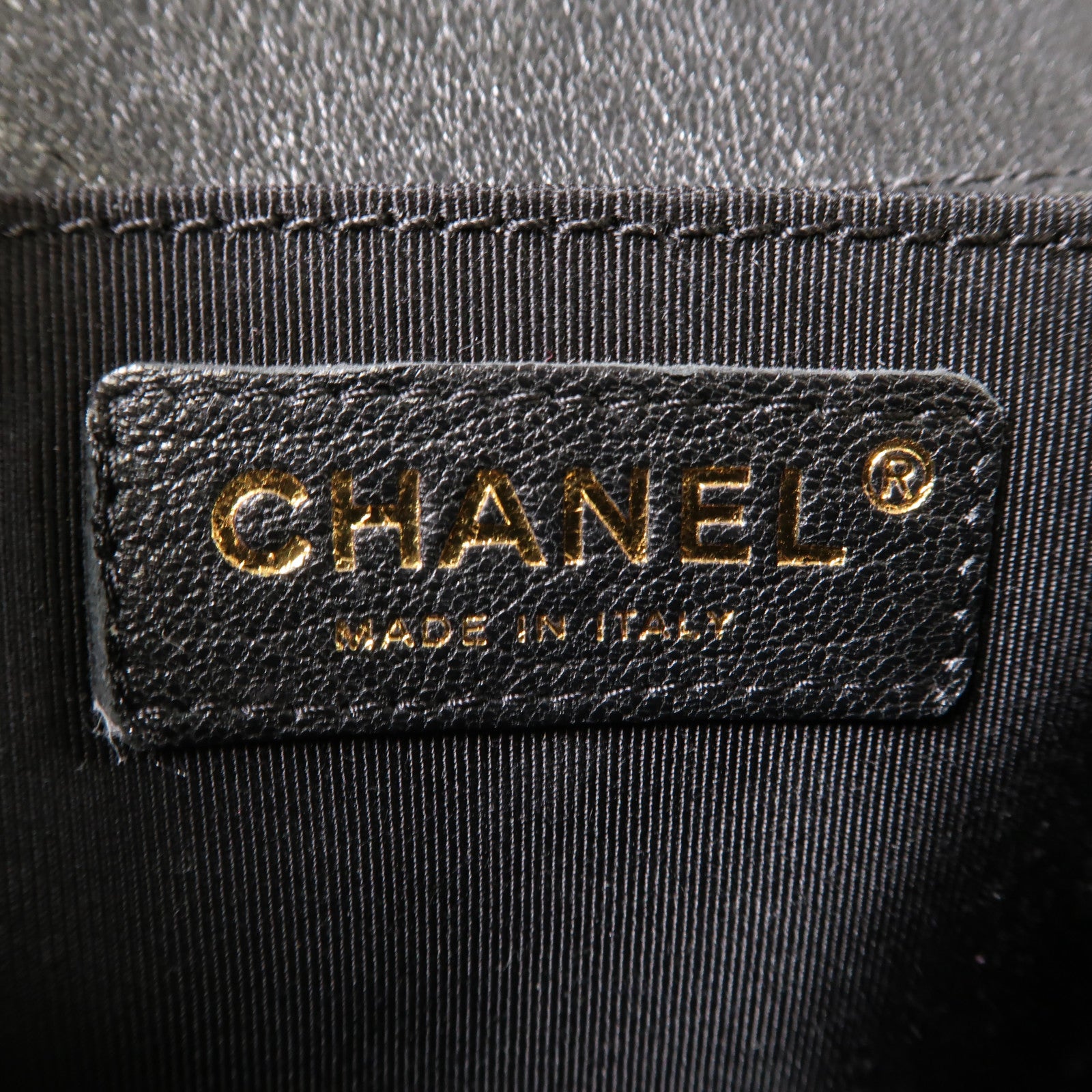 CHANEL 菱格牛皮皮革Chain Shoulder Bag金扣鏈帶肩背袋黑色