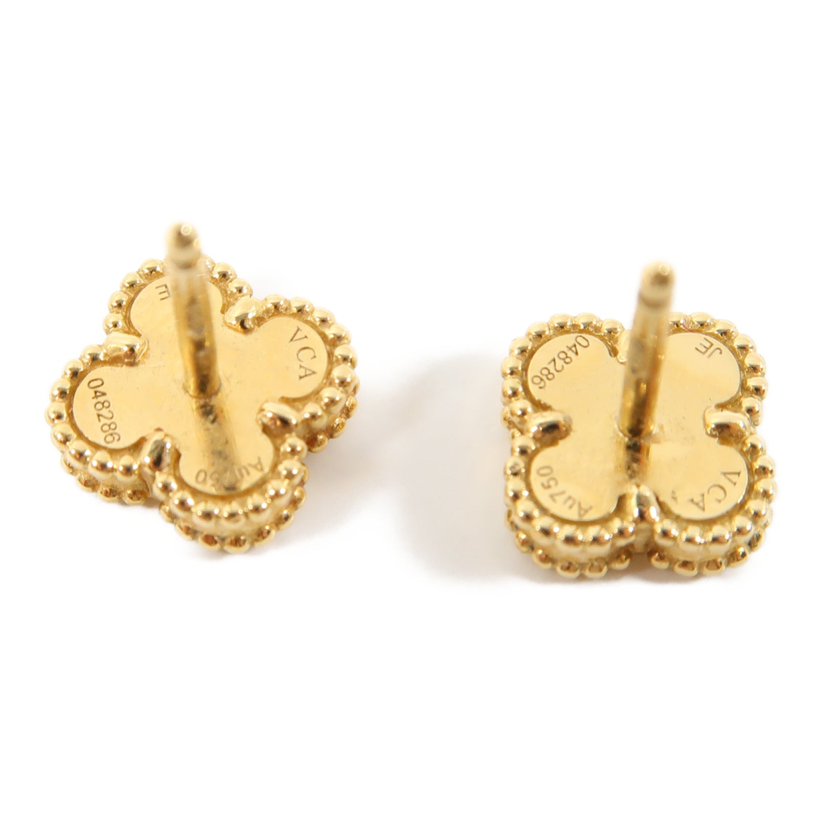 Van Cleef & Arpels 18K黃金Sweet Alhambra Earstuds耳環白色