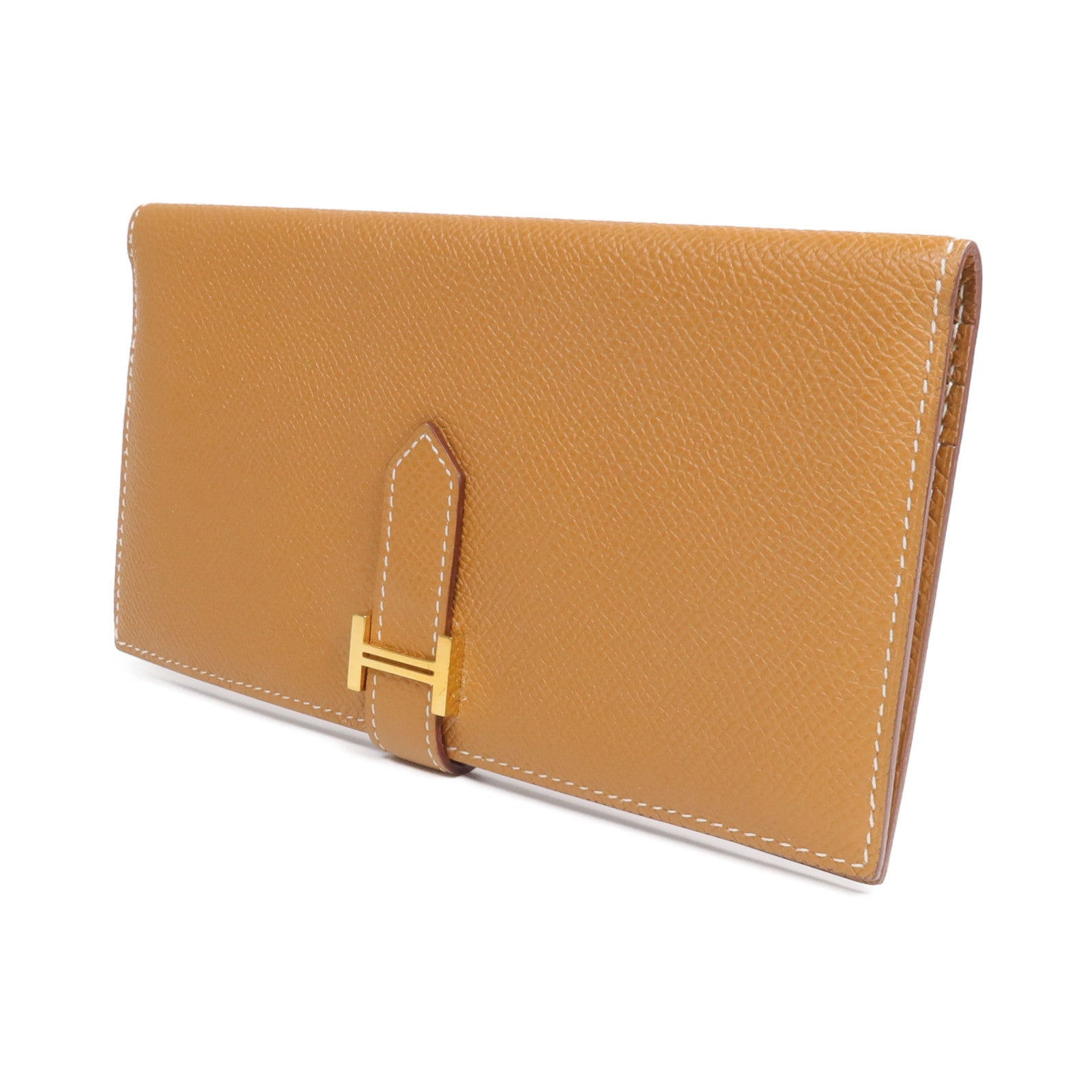 HERMES Epsom皮革Bearn Long Wallet金扣長錢包Gold