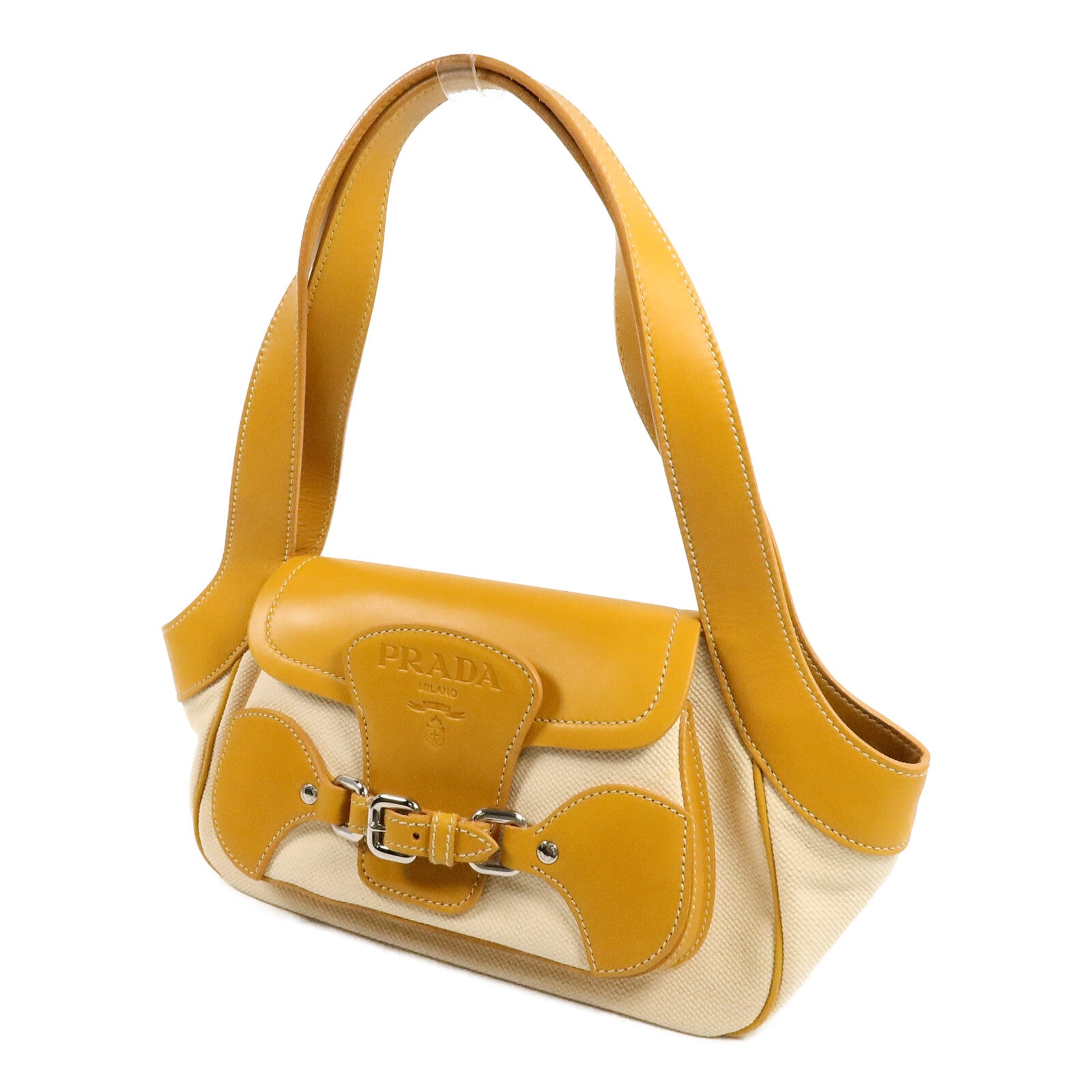 PRADA 牛皮皮革/帆布Shoulder Bag肩背袋
