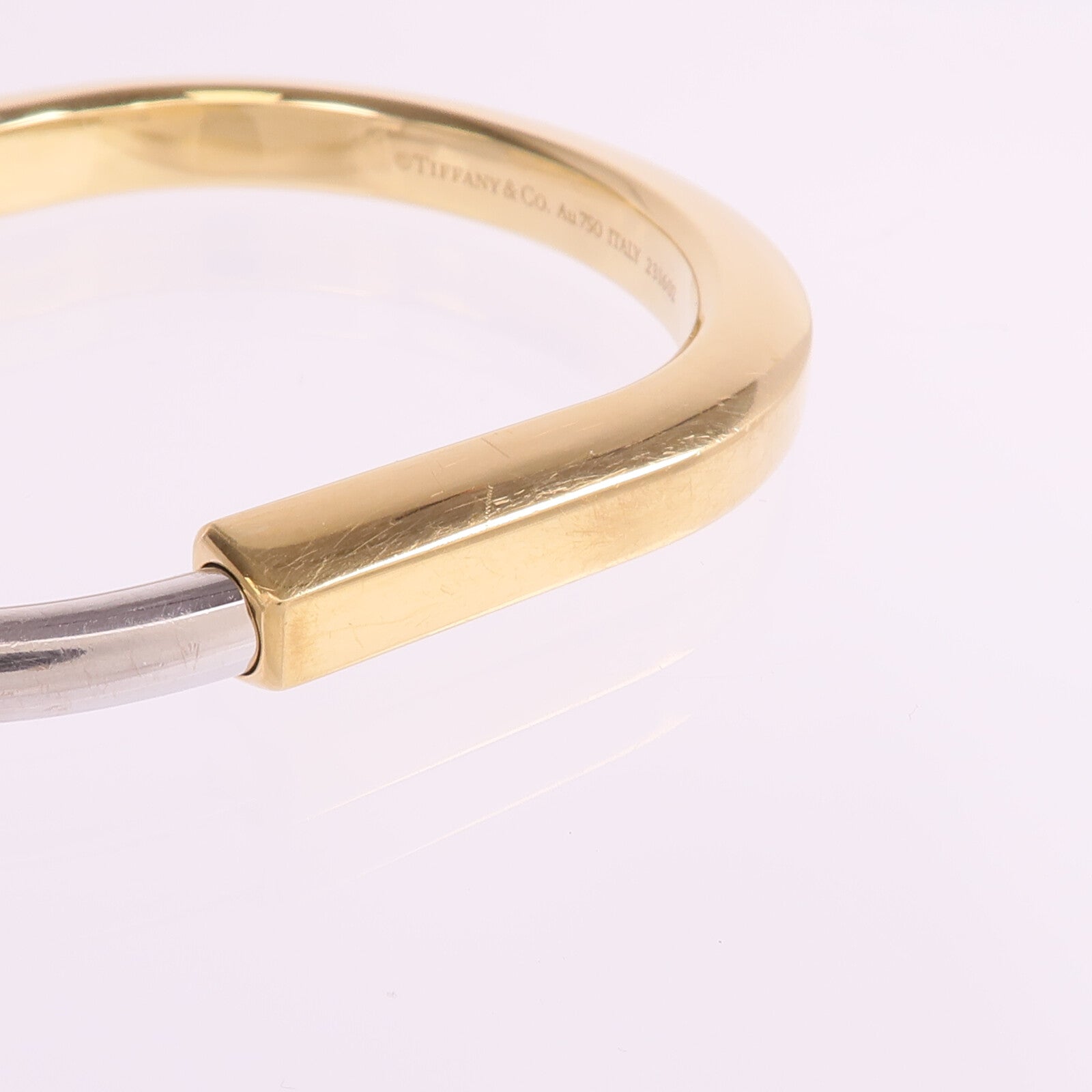 TIFFANY＆CO 18K黃金/白金Lock Bangle手鐲