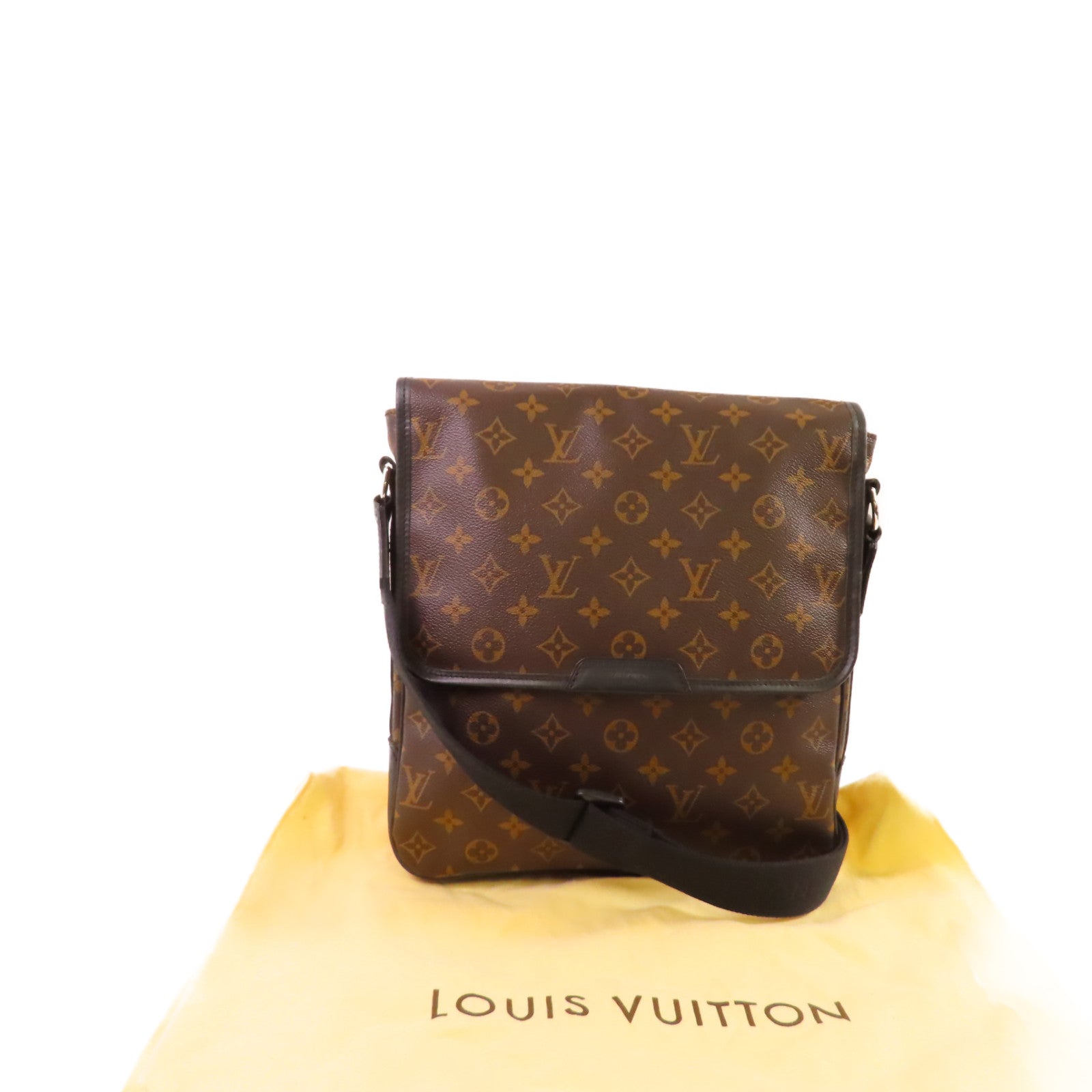 LOUIS VUITTON Monogram Macassar Bass Shoulder Bag銀扣肩背袋啡色/黑色