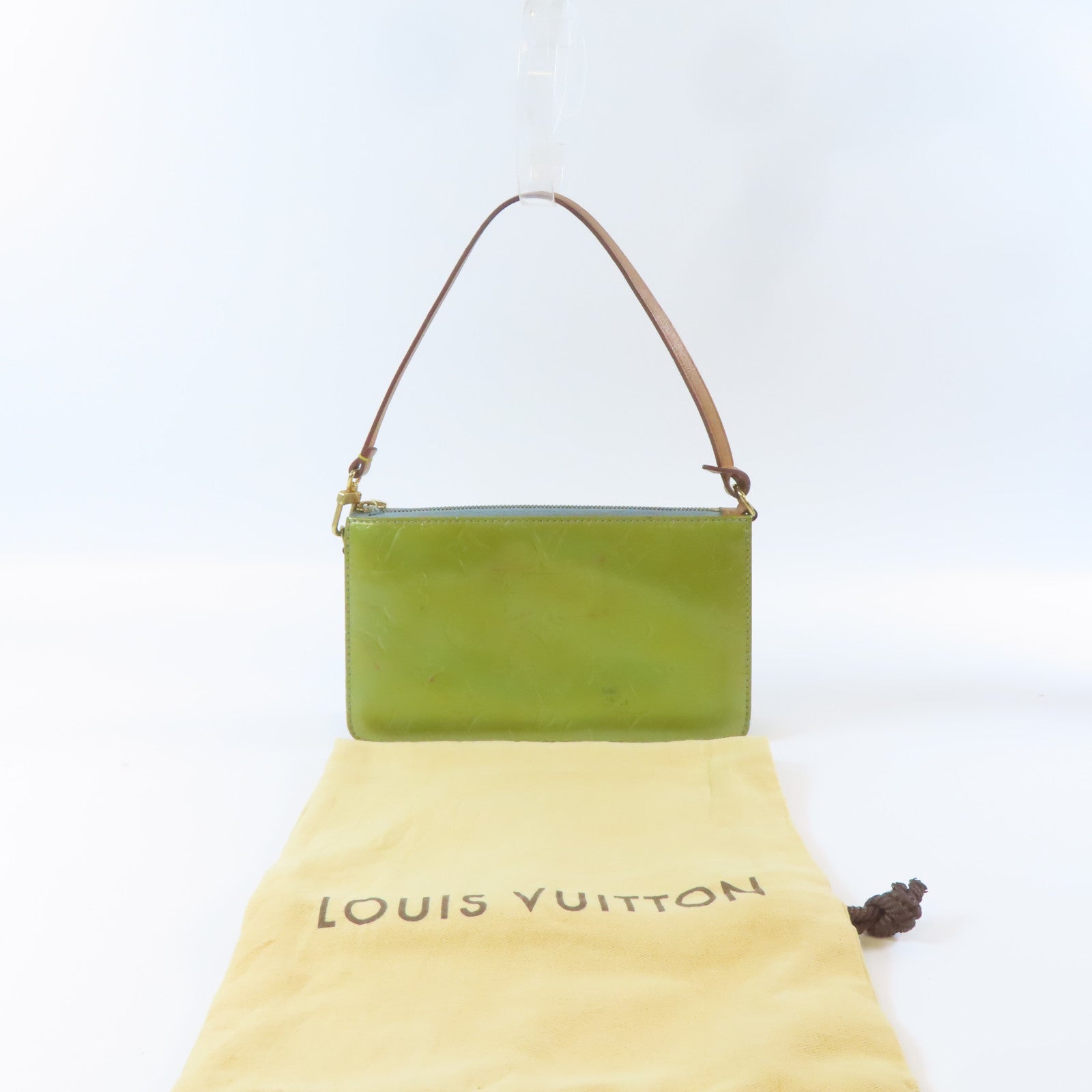 LOUIS VUITTON Monogram Vernis Pochette Accessories Tote Bag金扣手挽袋綠色
