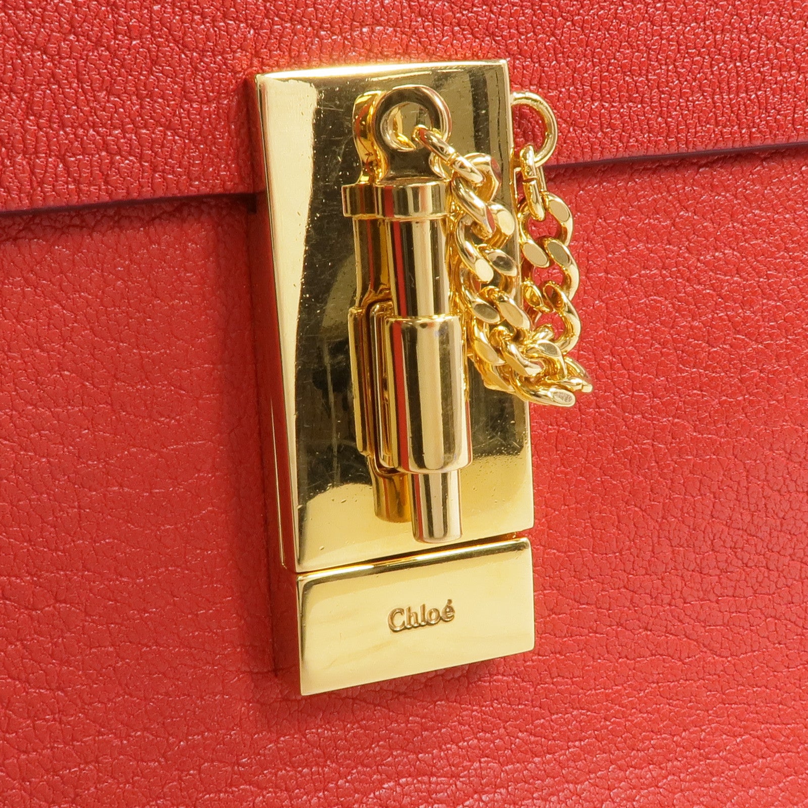 Chloe 【激減優惠】牛皮皮革Drew Bag金扣鏈帶肩背袋