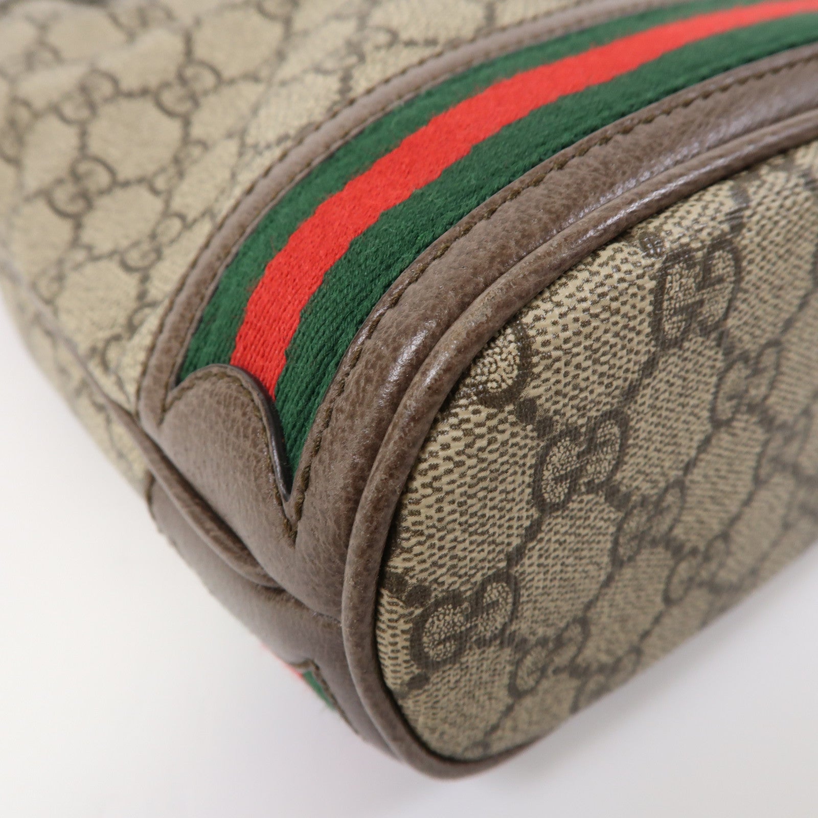 GUCCI 塗層帆布Bucket Bag金扣手挽肩背兩用袋啡色