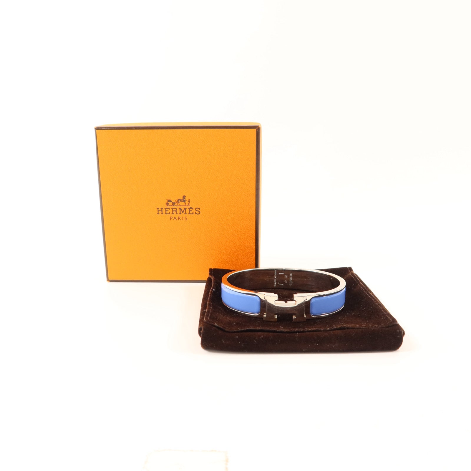 HERMES 金屬Clic H銀扣手鐲