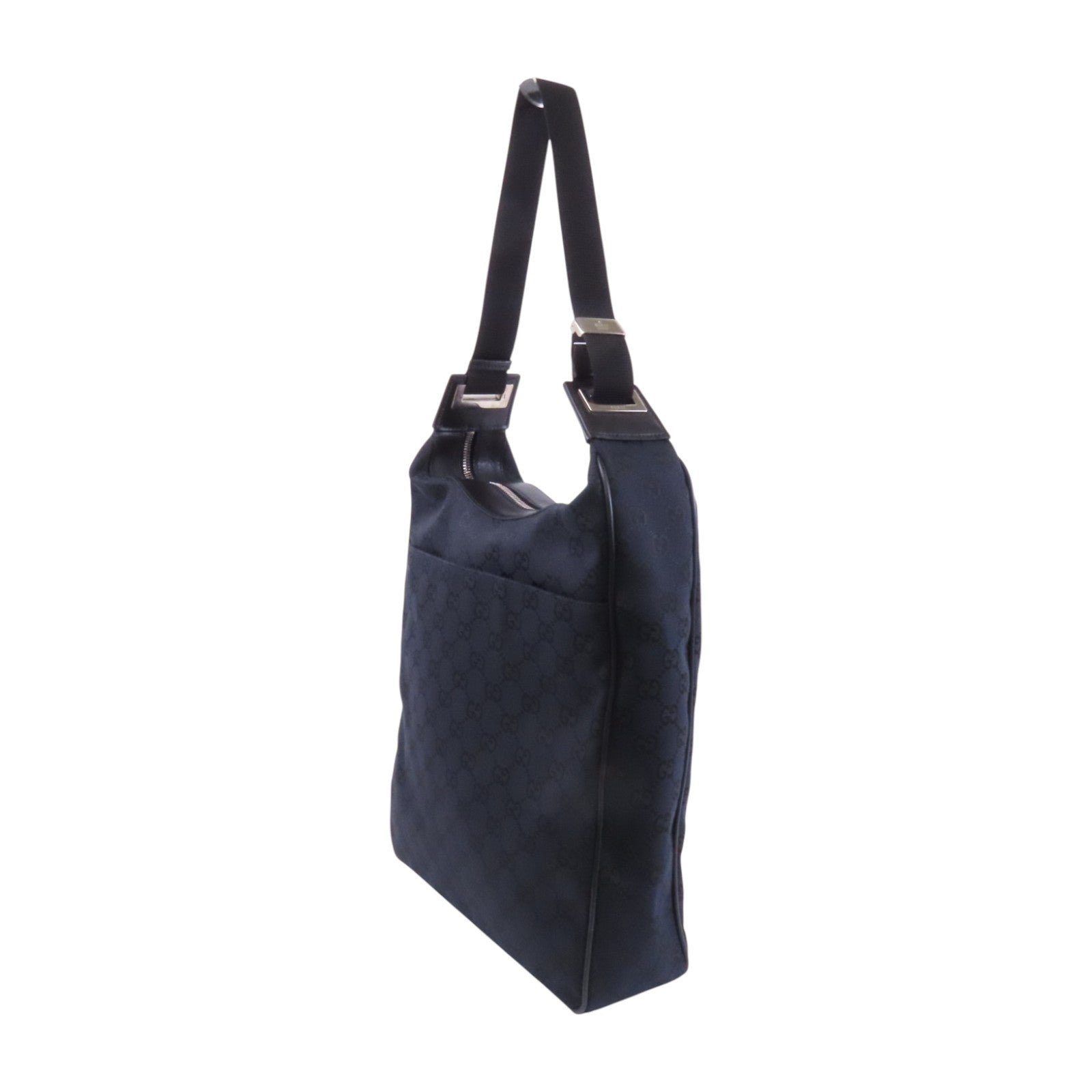 GUCCI GG帆布Hand Bag銀扣肩背袋