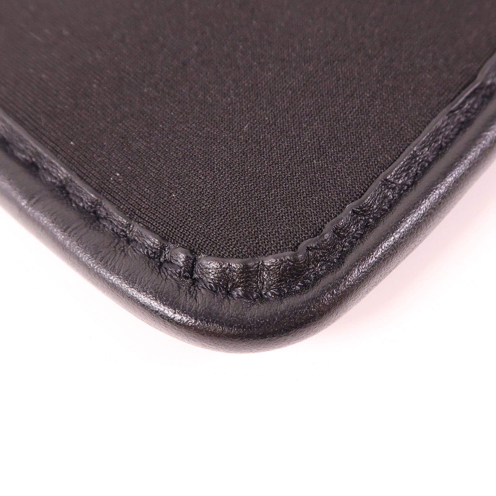 MOSCHINO Canvas Clutch Silver Hand Bag Handbag Black Black Canvas