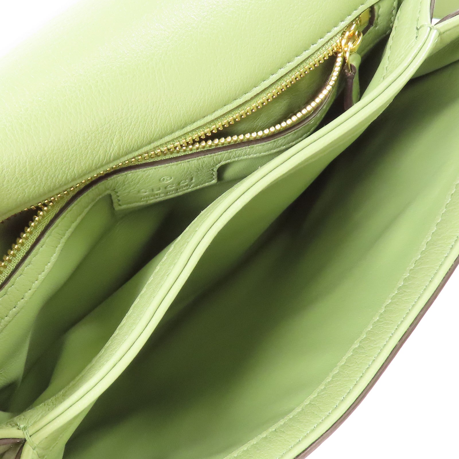 GUCCI GG GHW Blondie 2 Way Shoulder Bag Handbag 721172 Leather Green