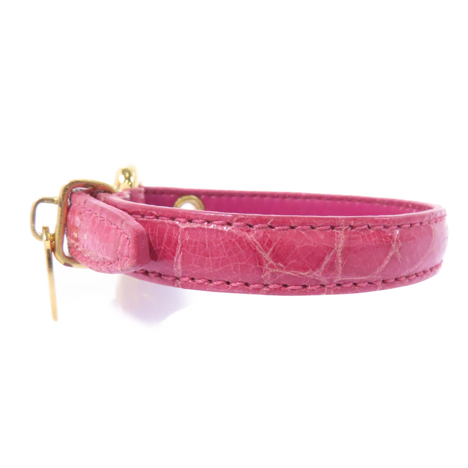 Miu Miu 【激減優惠】牛皮皮革Bracelet金扣手鏈粉紅色