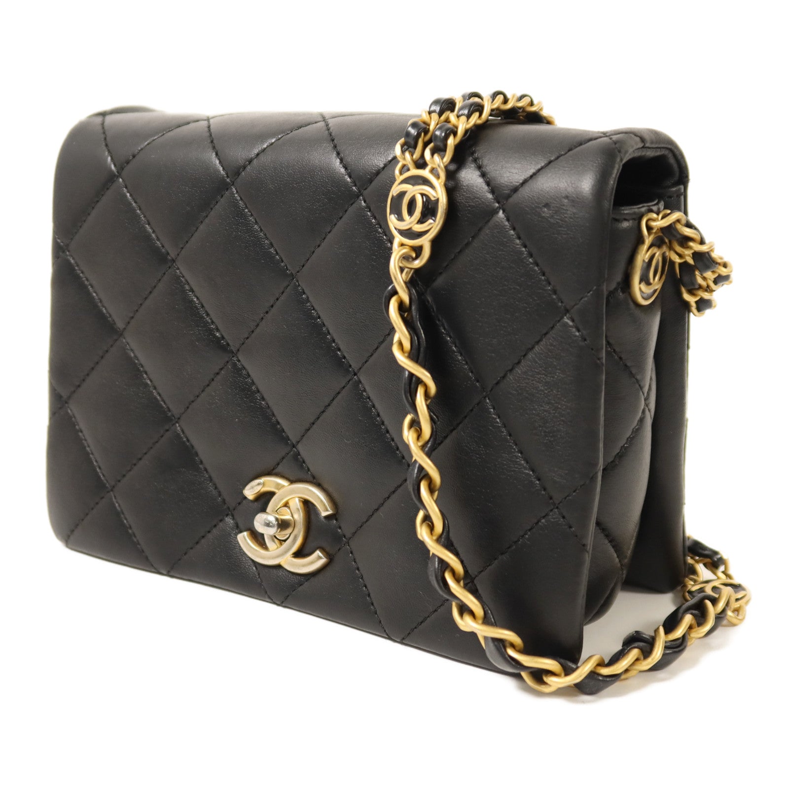 CHANEL 【激減優惠】牛皮皮革Chain Shoulder金扣鏈帶肩背袋