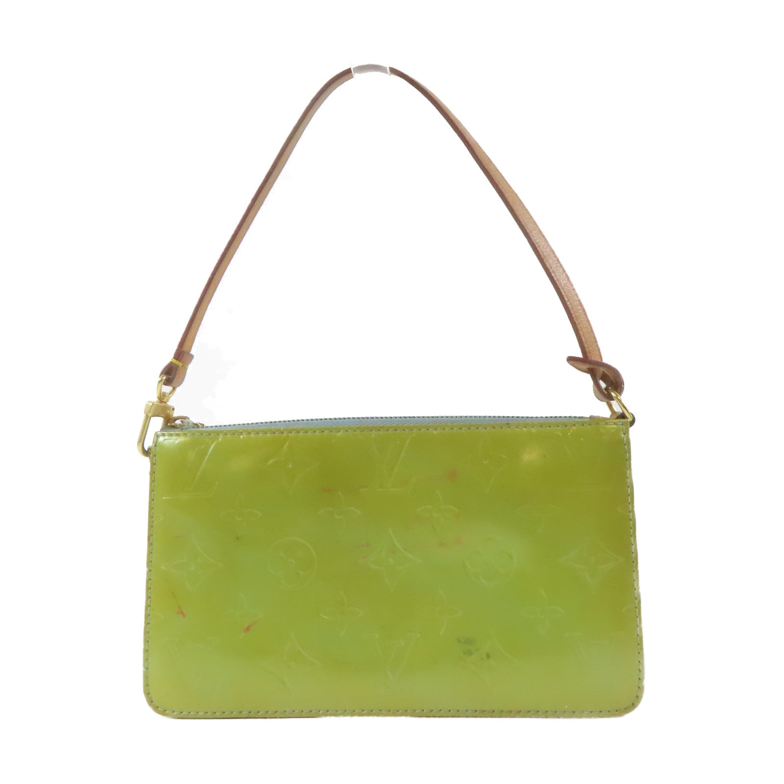 LOUIS VUITTON Monogram Vernis Pochette Accessories Tote Bag金扣手挽袋綠色