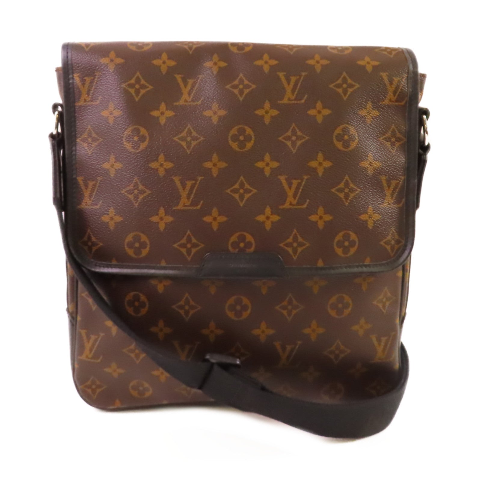 LOUIS VUITTON Monogram Macassar Bass Shoulder Bag銀扣肩背袋啡色/黑色