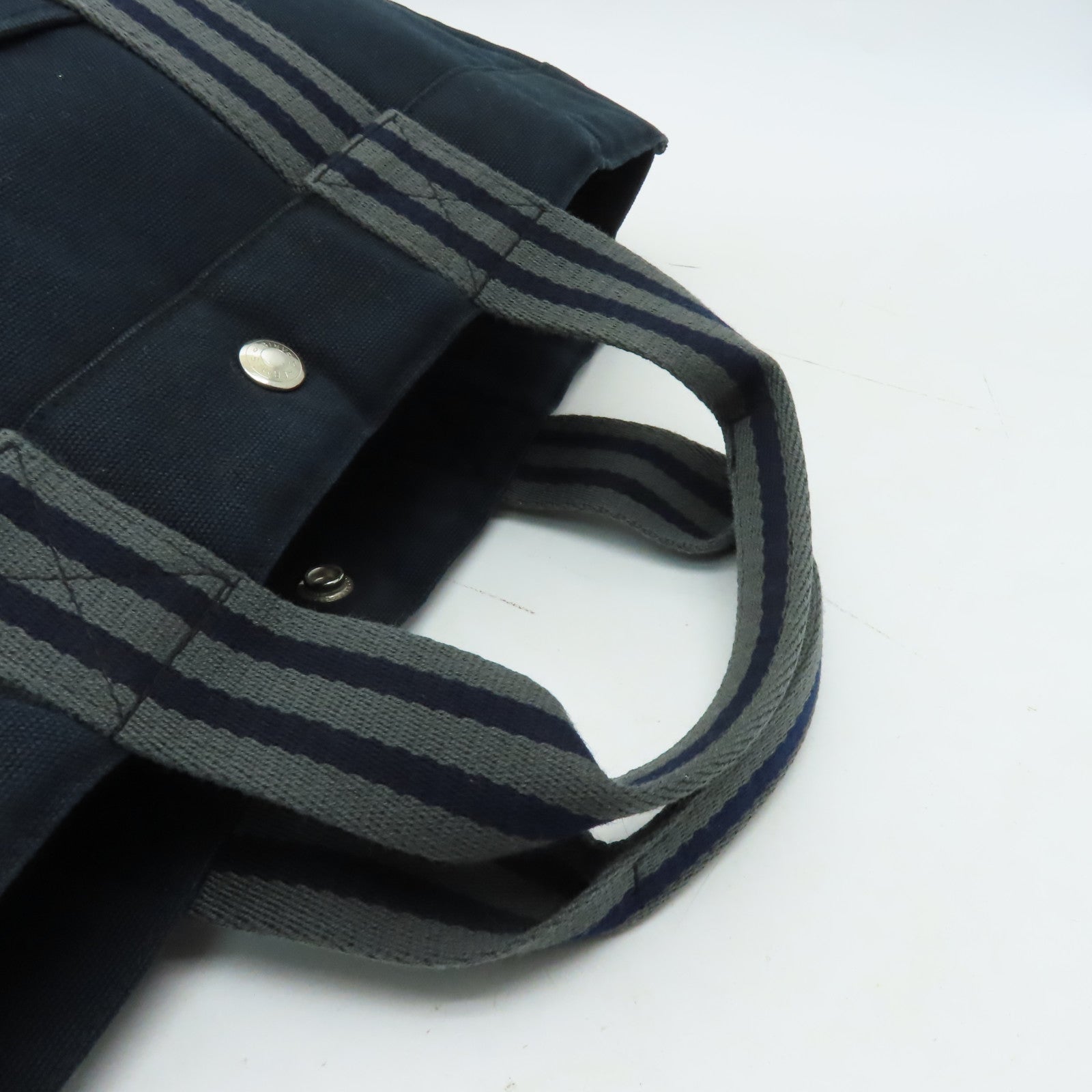 HERMES 【激減優惠】帆布Herline Tote Bag銀扣手挽袋深藍色