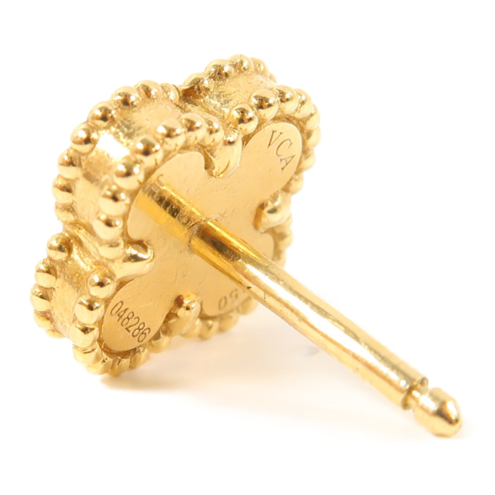 Van Cleef & Arpels 18K黃金Sweet Alhambra Earstuds耳環白色