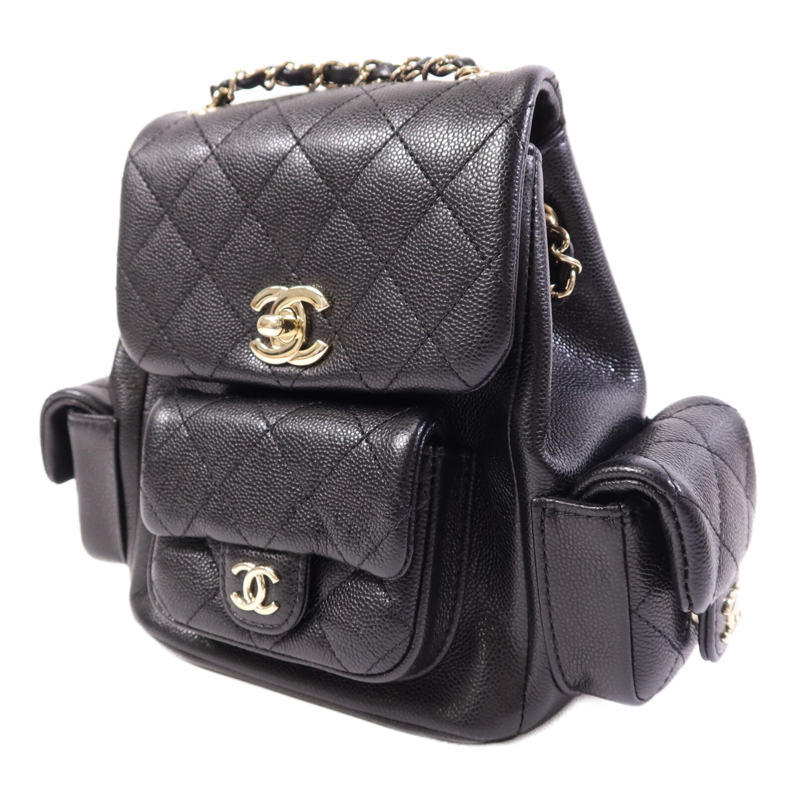 CHANEL 牛皮皮革Small Duma金扣鏈帶背包