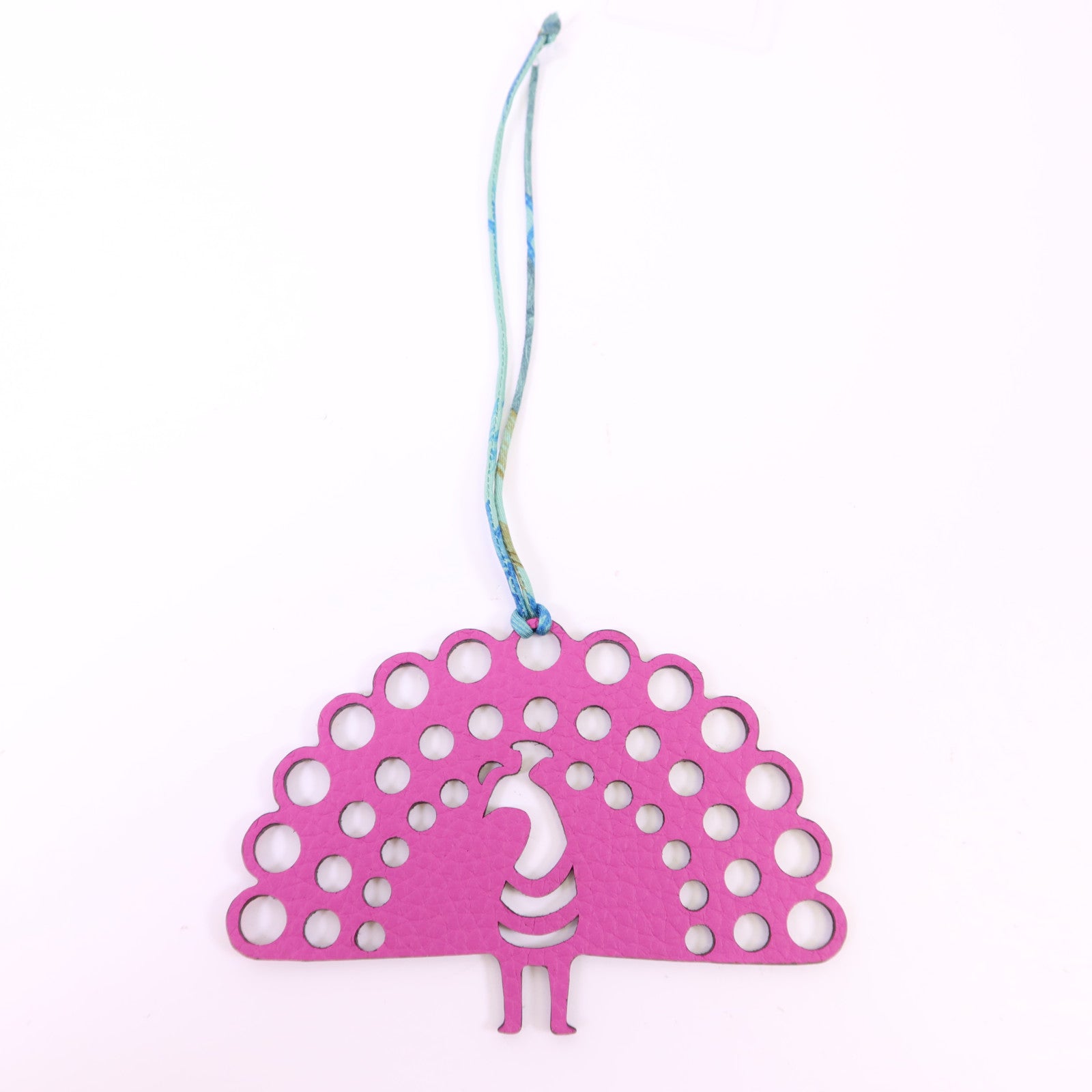 HERMES Clemence皮革/Chevre皮革Petit H Peacock Charm掛飾