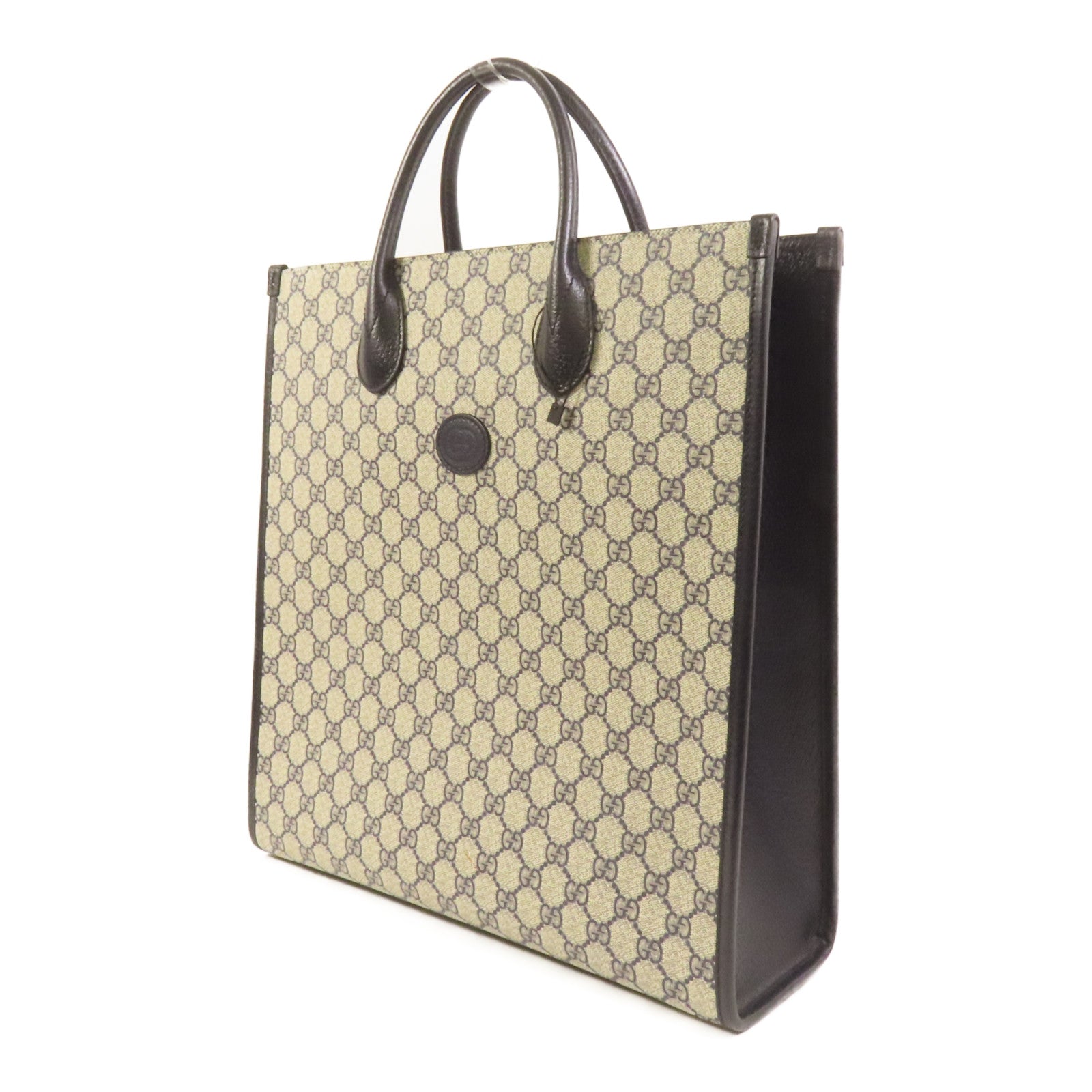 GUCCI 塗層帆布Interlocking G Medium Tote銀扣手挽肩背兩用袋