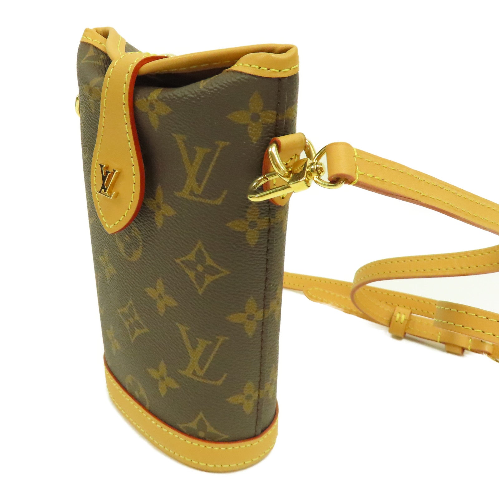 LOUIS VUITTON Monogram Fold Me Pouch金扣肩背袋啡色