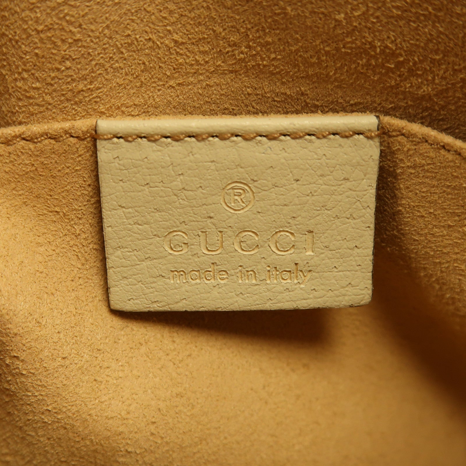 GUCCI 塗層帆布Ophidia GG金扣肩背袋啡色/白色