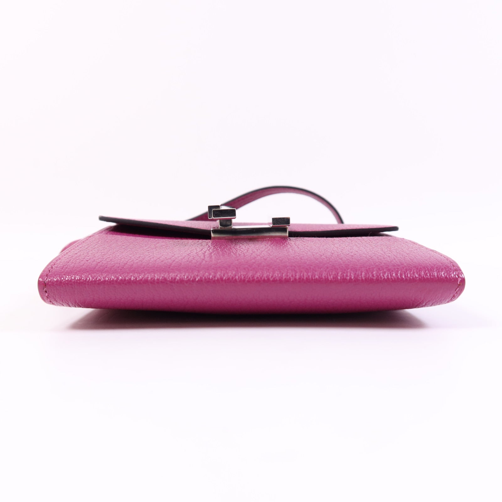 HERMES Chevre皮革Cinhetic To Go Wallet銀扣肩背袋Anemone