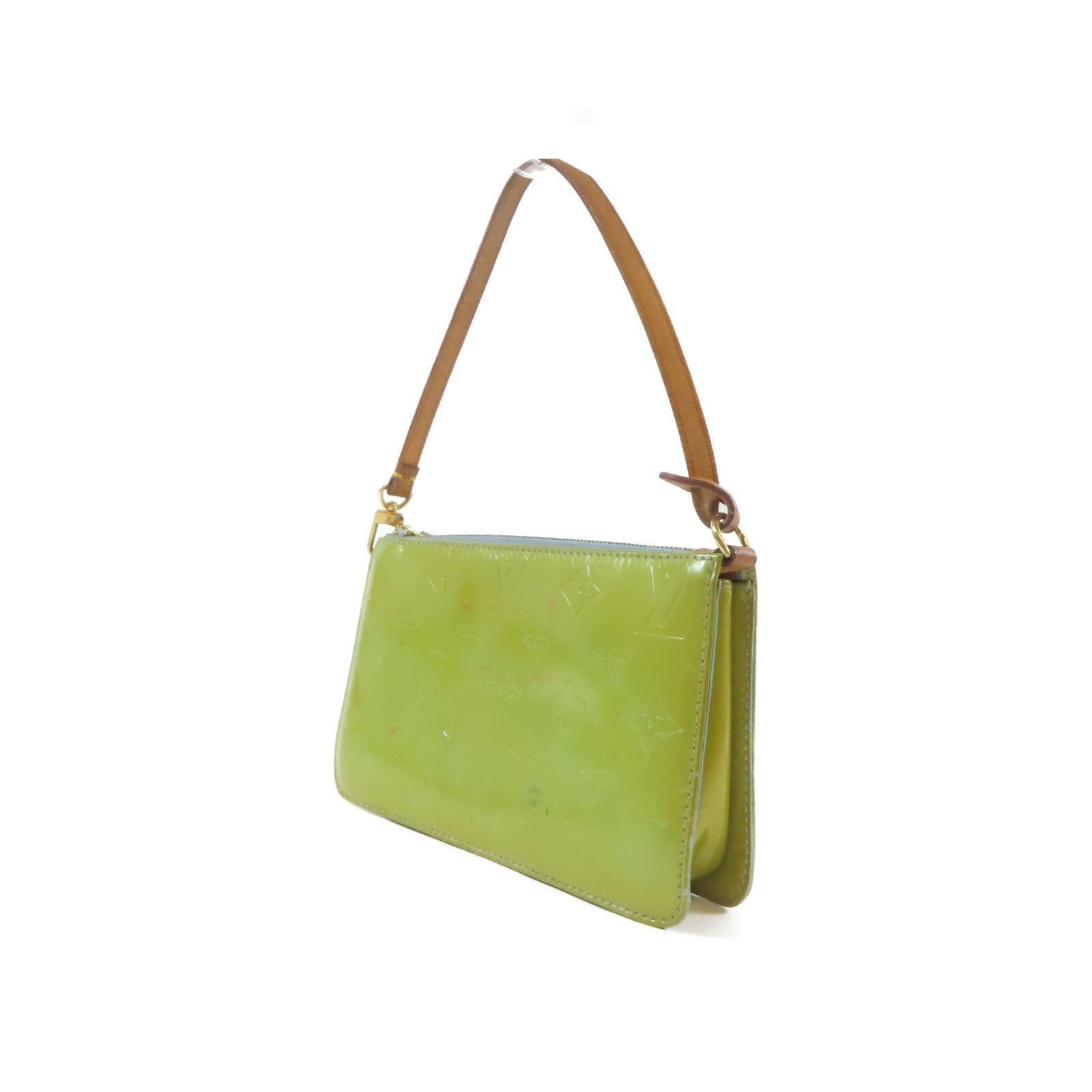 LOUIS VUITTON Monogram Vernis Pochette Accessories Tote Bag金扣手挽袋綠色