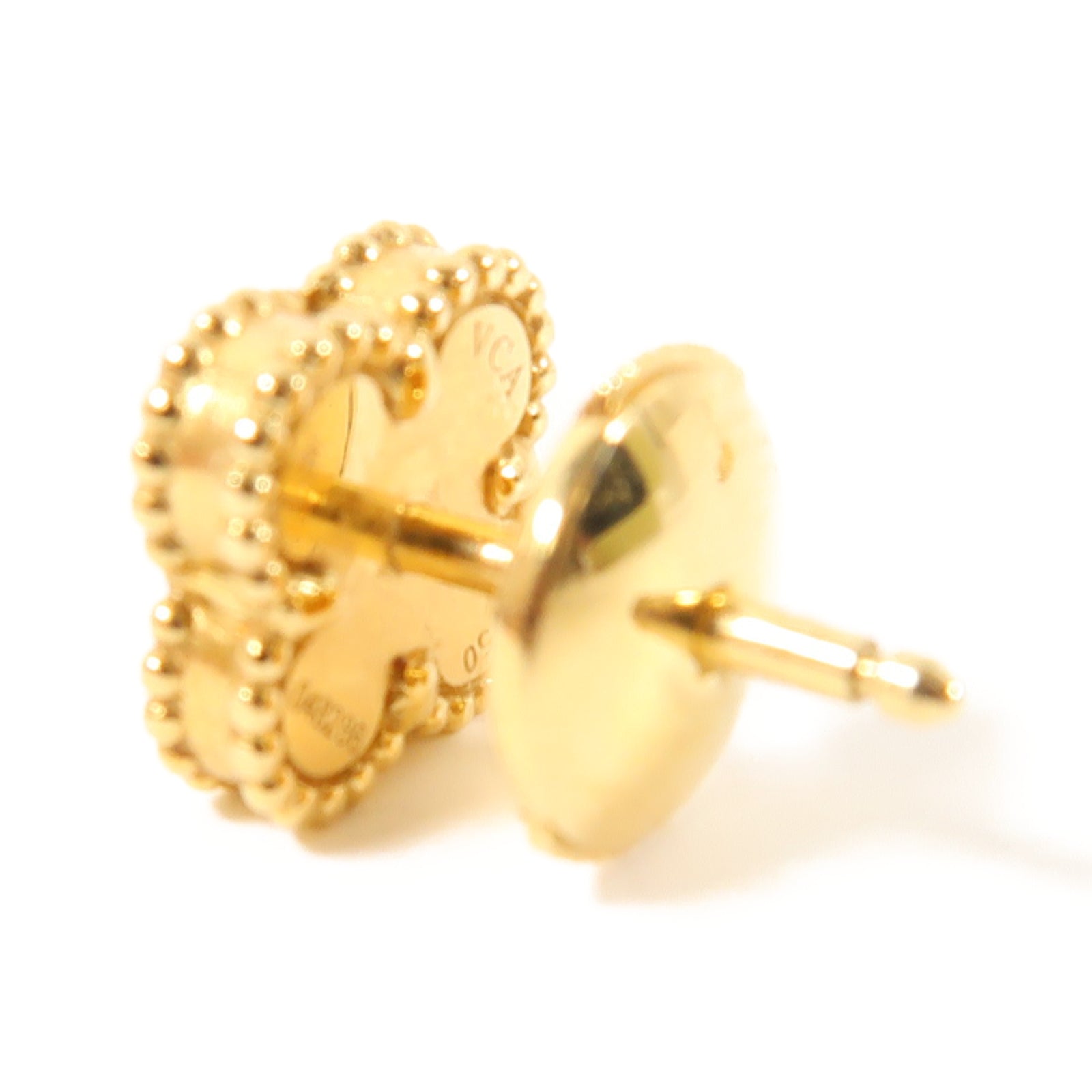 Van Cleef & Arpels 18K黃金Sweet Alhambra Earstuds耳環白色